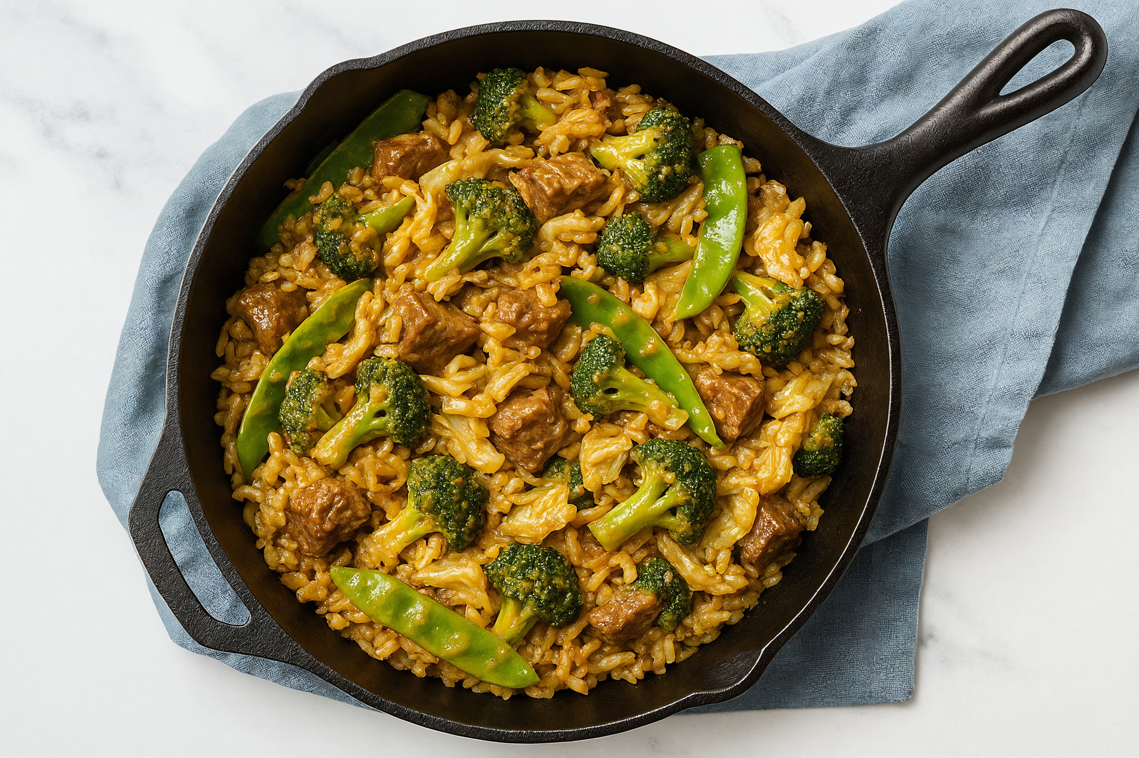 Thai Peanut Bok Choy + Bison Stir-Fry with Seasoned Jasmine Rice