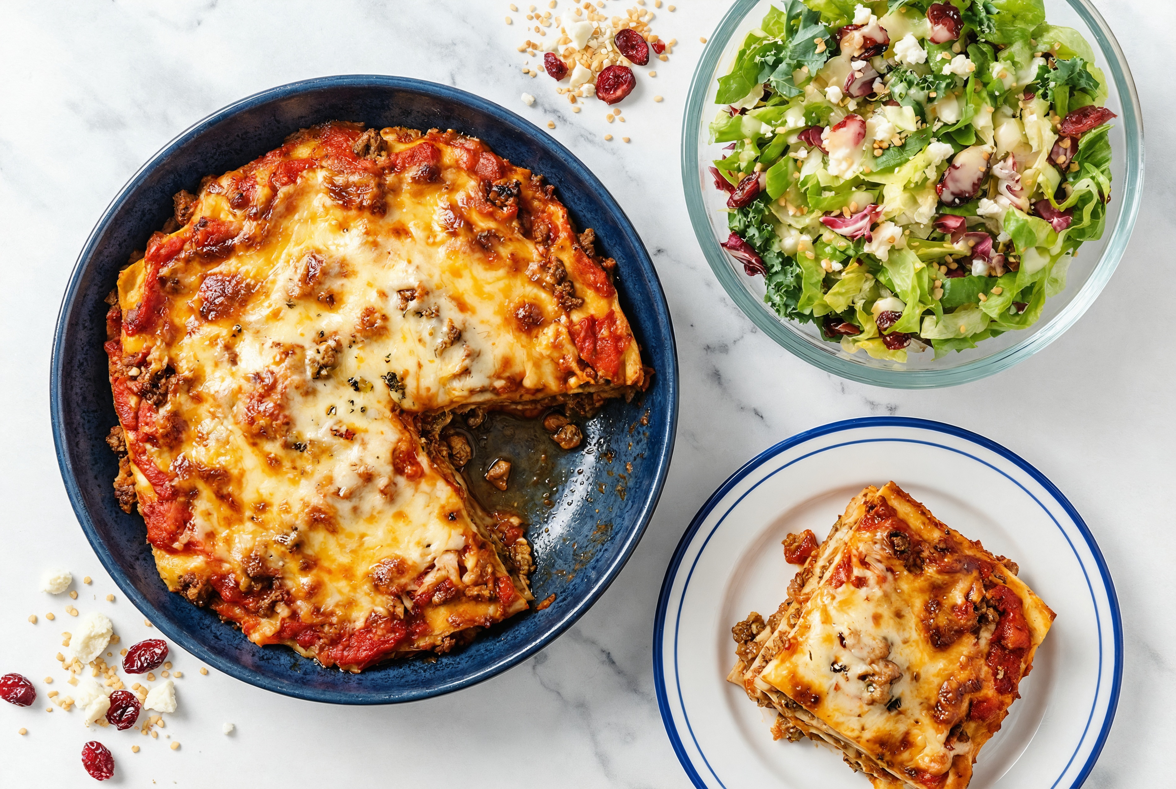 Lasagna Bolognese + Chopped Salad