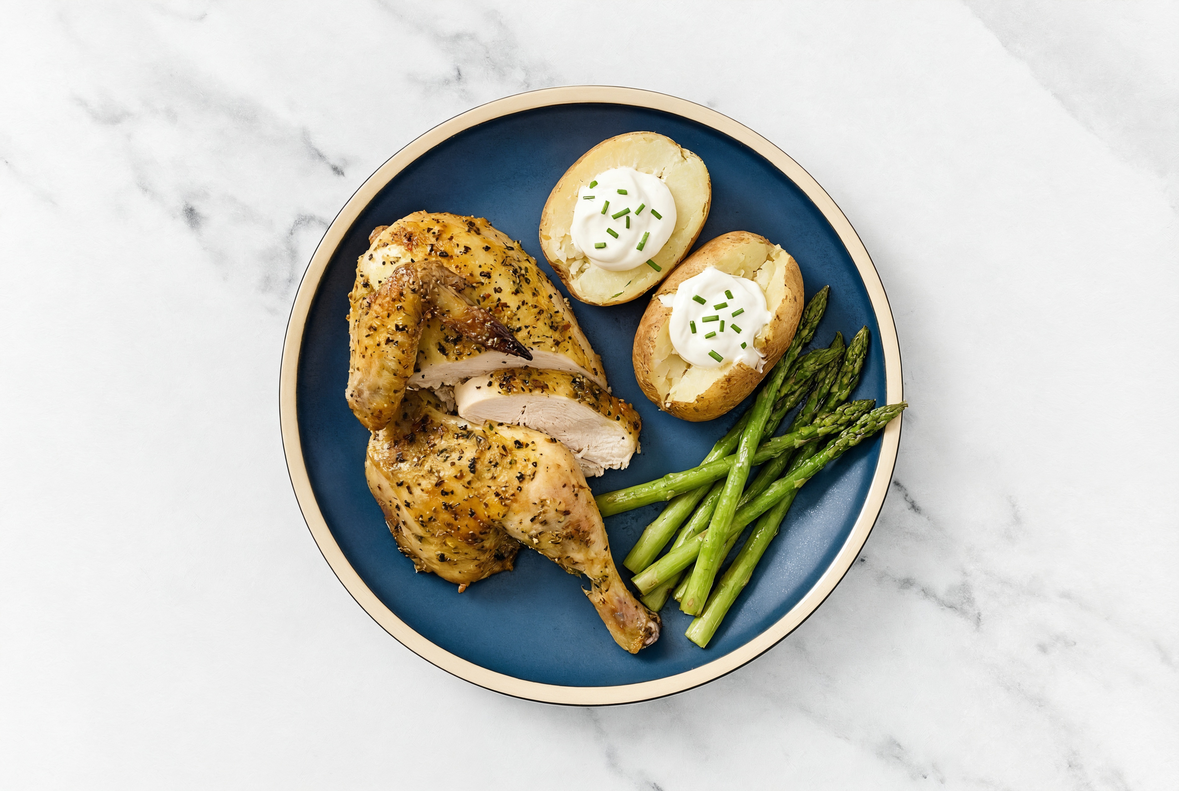 Zesty Juicy Lemon Pepper Chicken with Asparagus + 5-Min 'Tato