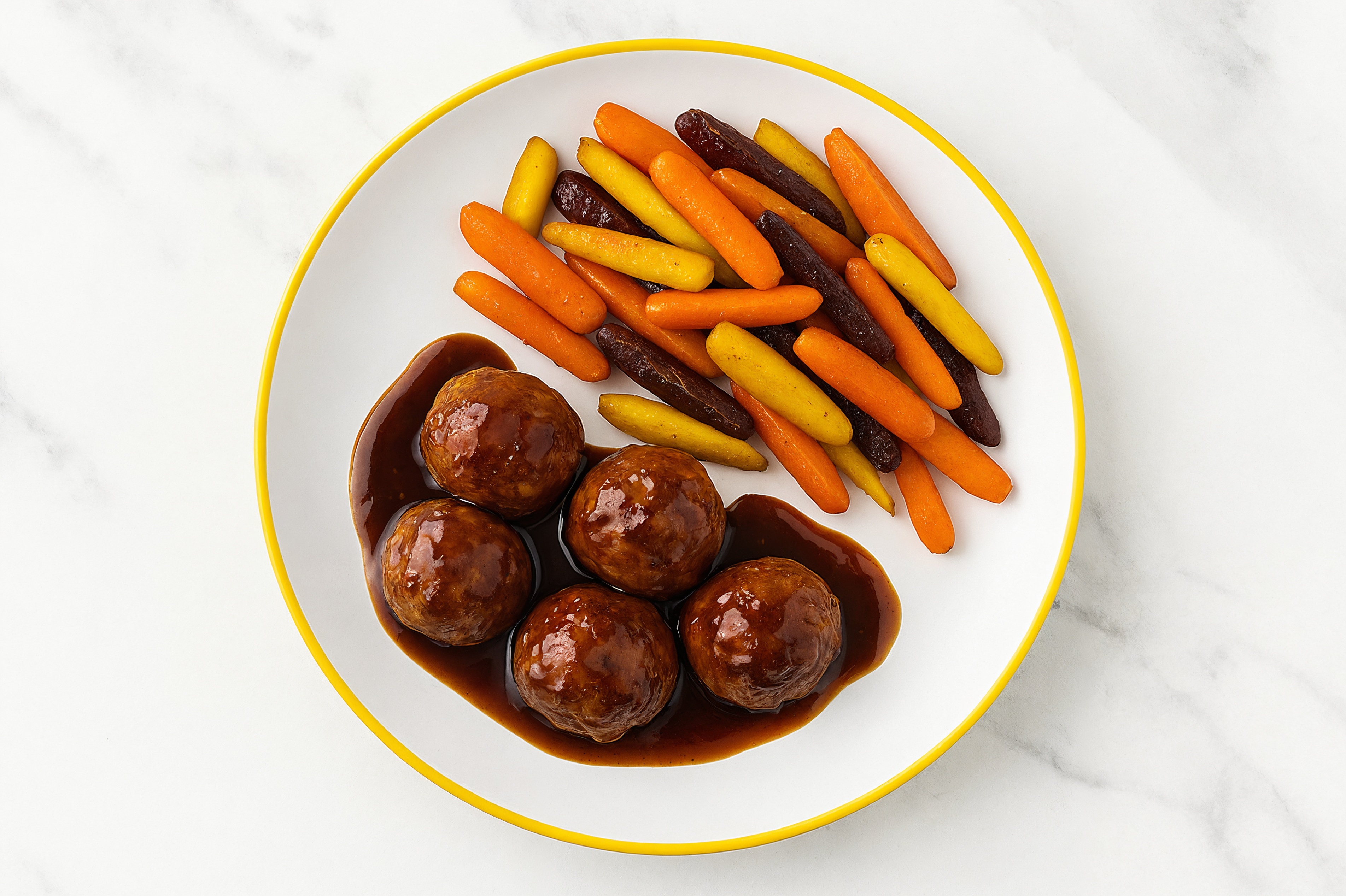 Teriyaki Baked Turkey Meatballs & Baby Carrots