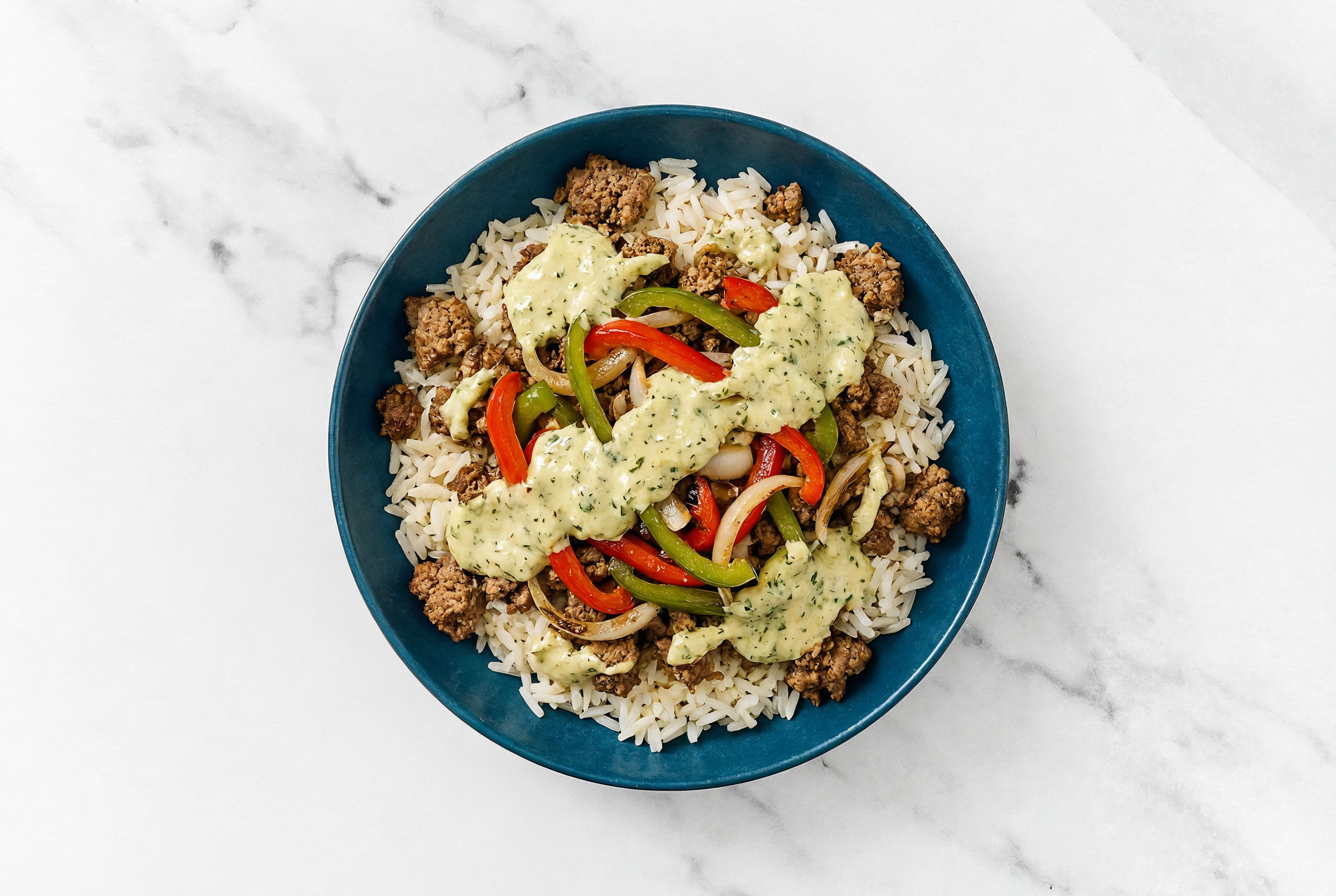 Ground Bison & Veggie Grain Bowl with Spinach Artichoke