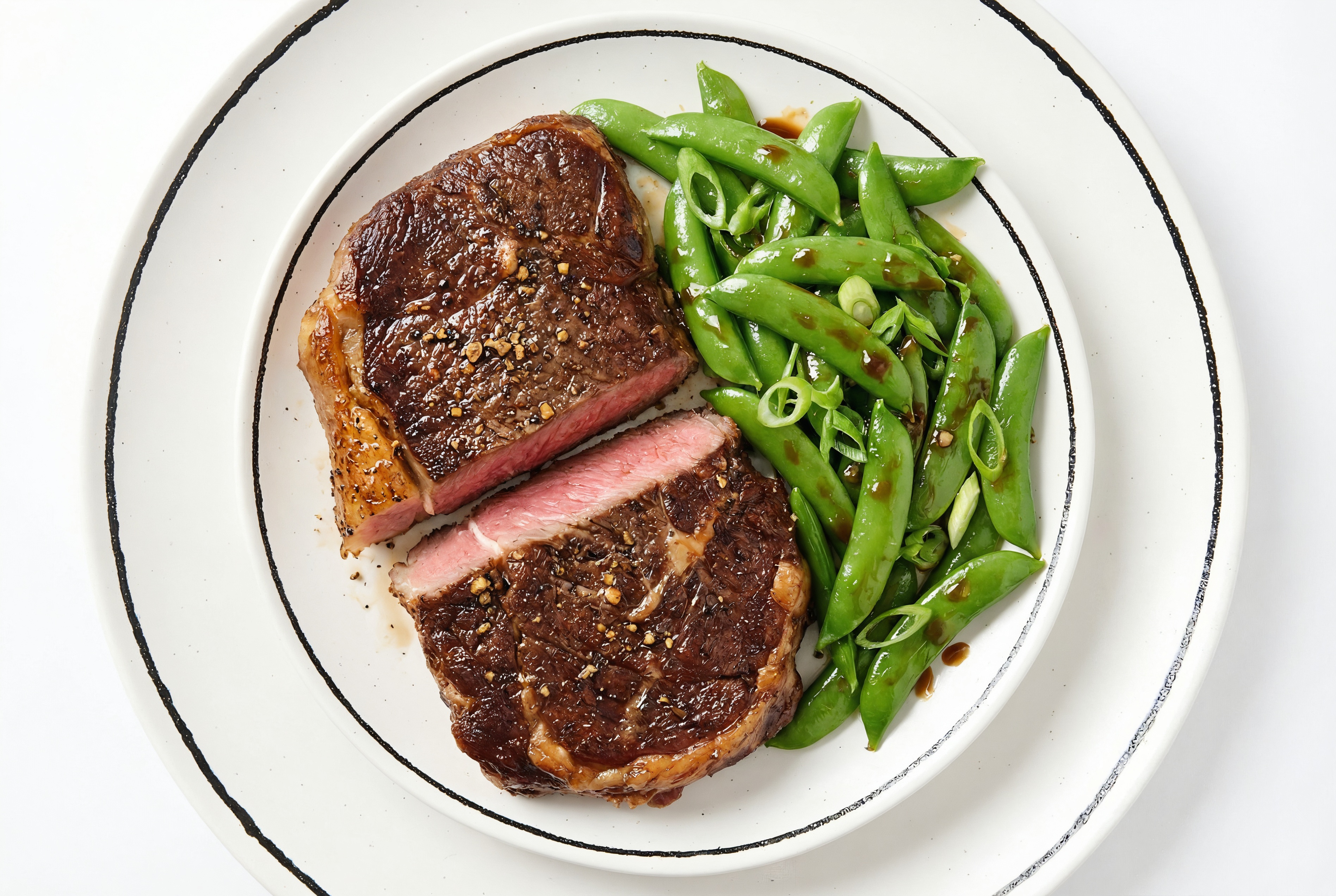  Pepper Garlic Ribeye Steak + Japanese BBQ Snap Peas