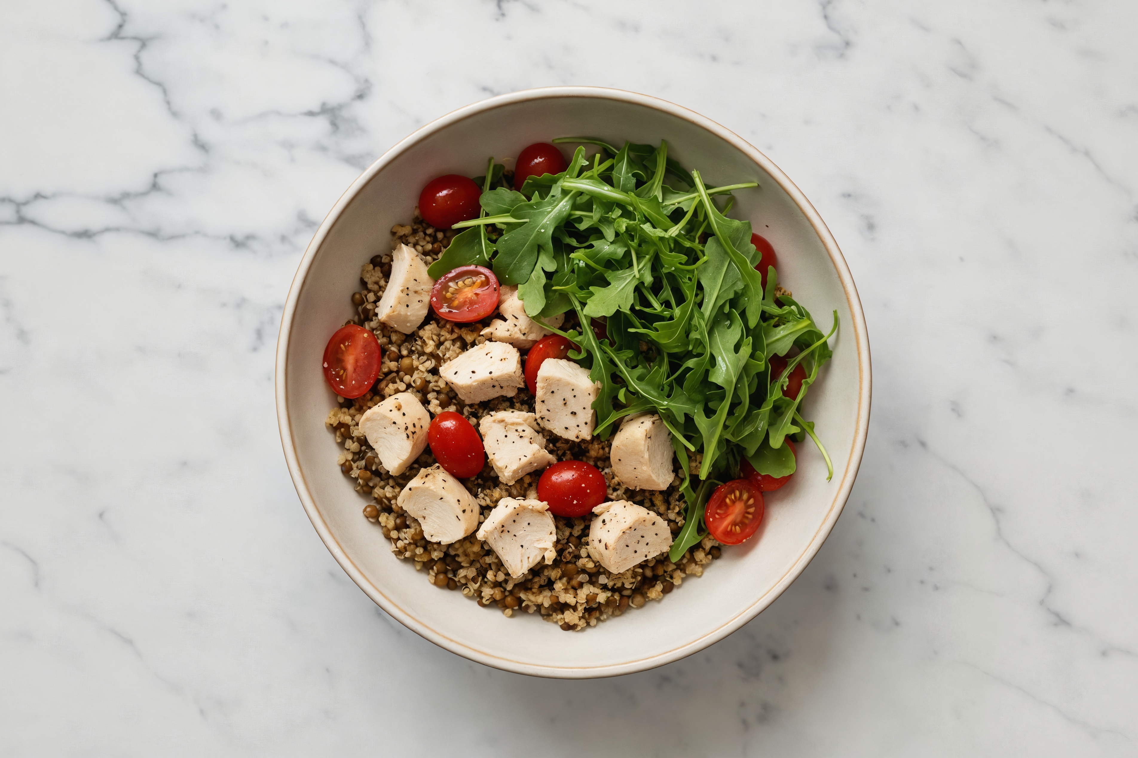 Lemony Oven Roasted Chicken Breast + Arugula Power Bowl