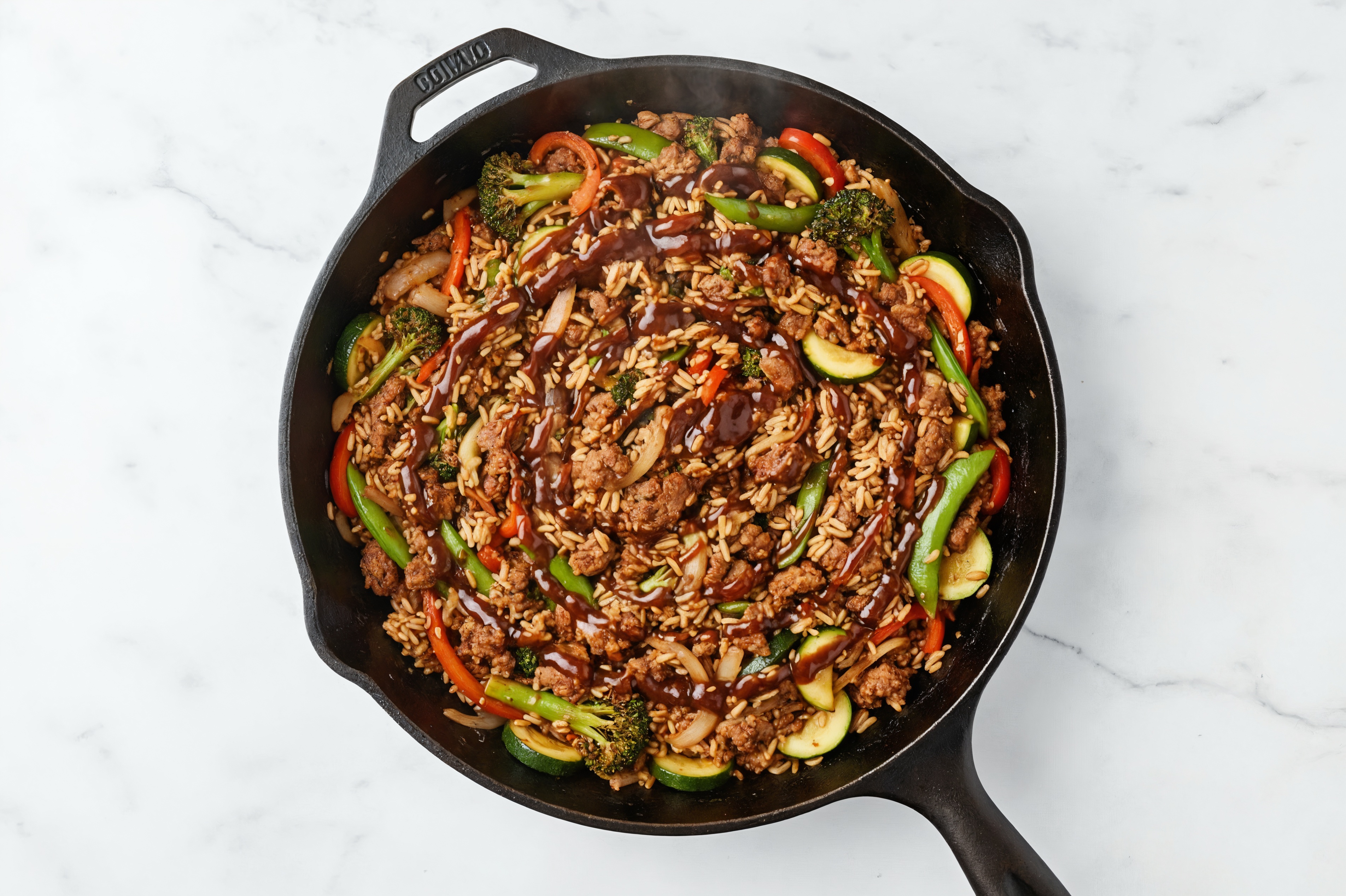 Teriyaki Veggie + Ground Bison Stir-Fry with Long Grain White Rice