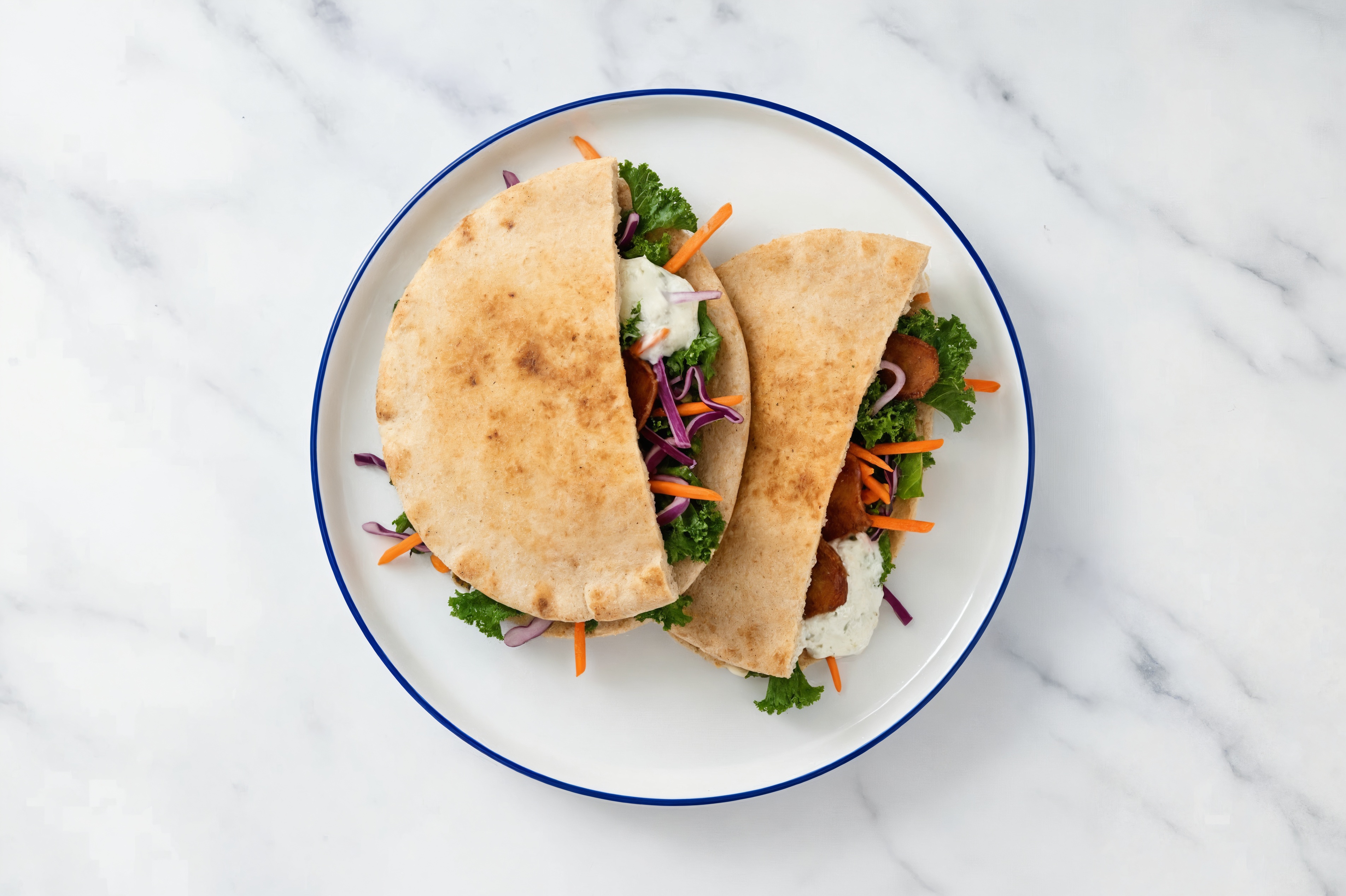 Plant Based Bacon Gyro-Style Sandwich with Whole Grain Pita Pockets