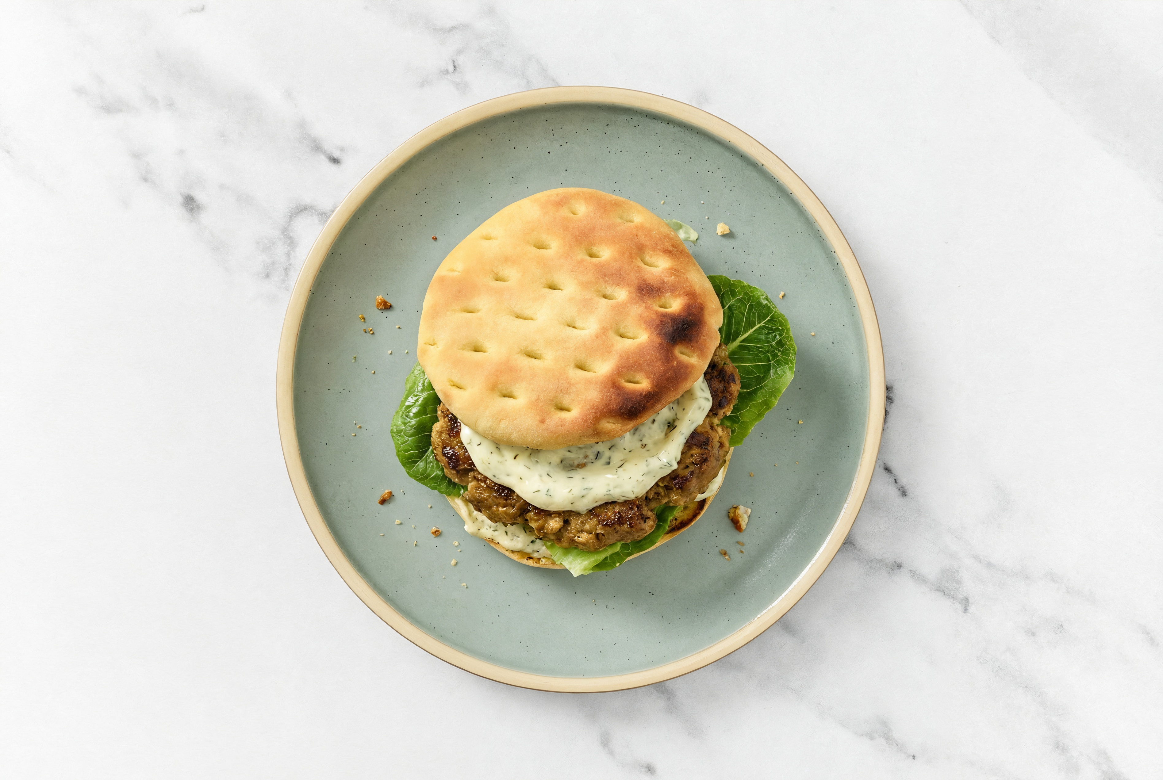 Tandoori Mexican-Style Ground Beef Burger with Dill Sauce