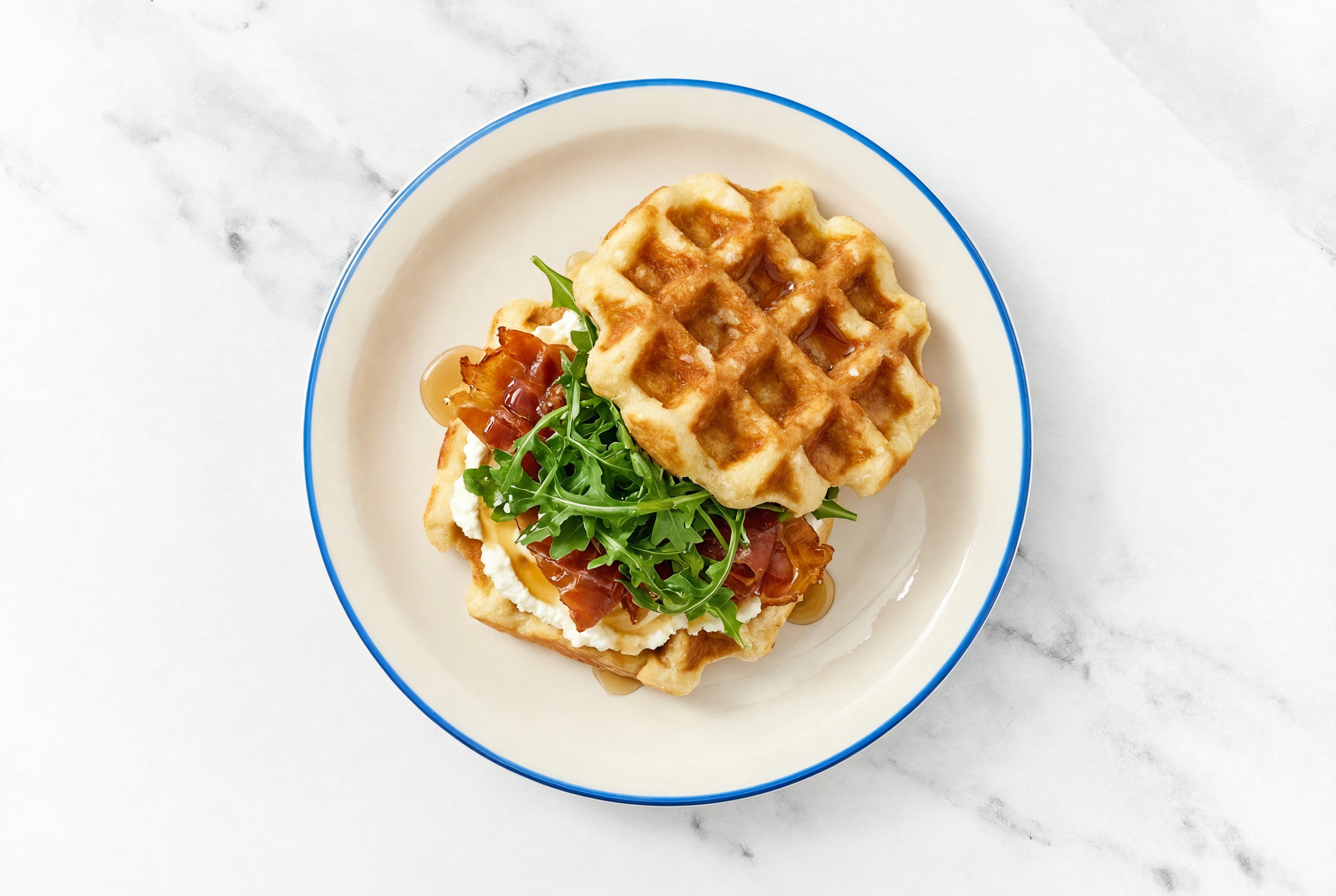 Crispy Prosciutto + Ricotta Waffle Sandwich