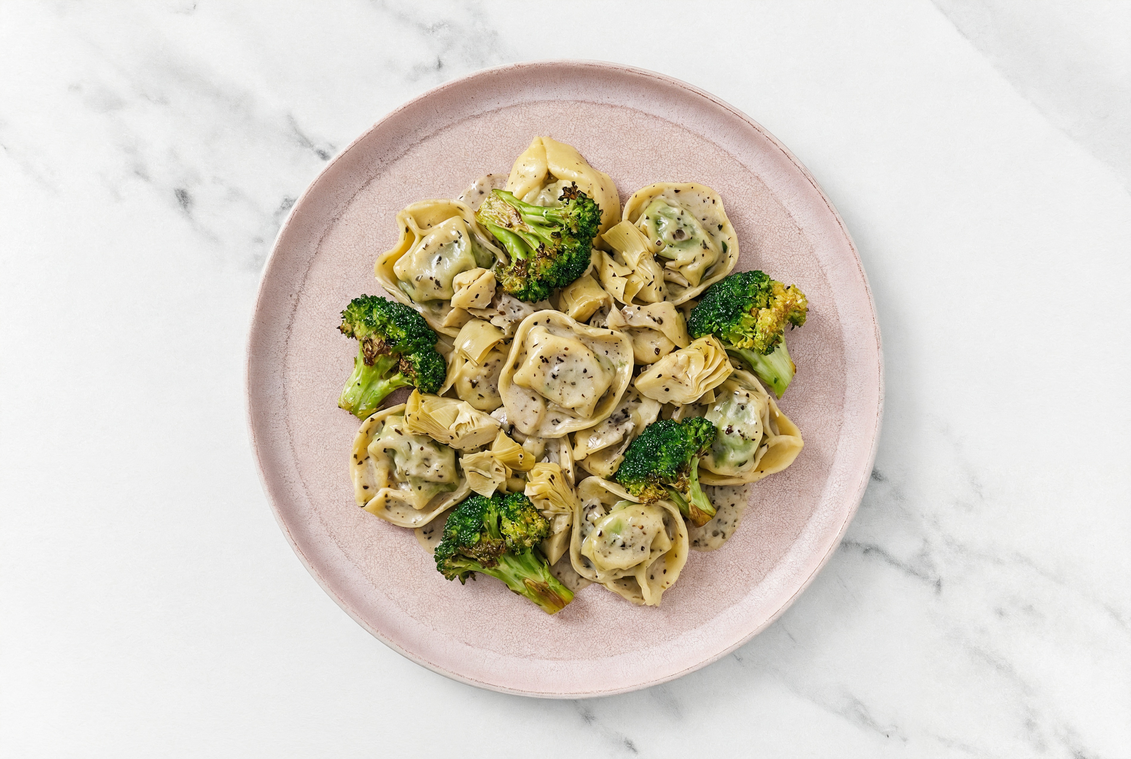 Herby Veggie Antipasti Tortellini Truffle with Broccoli Florets