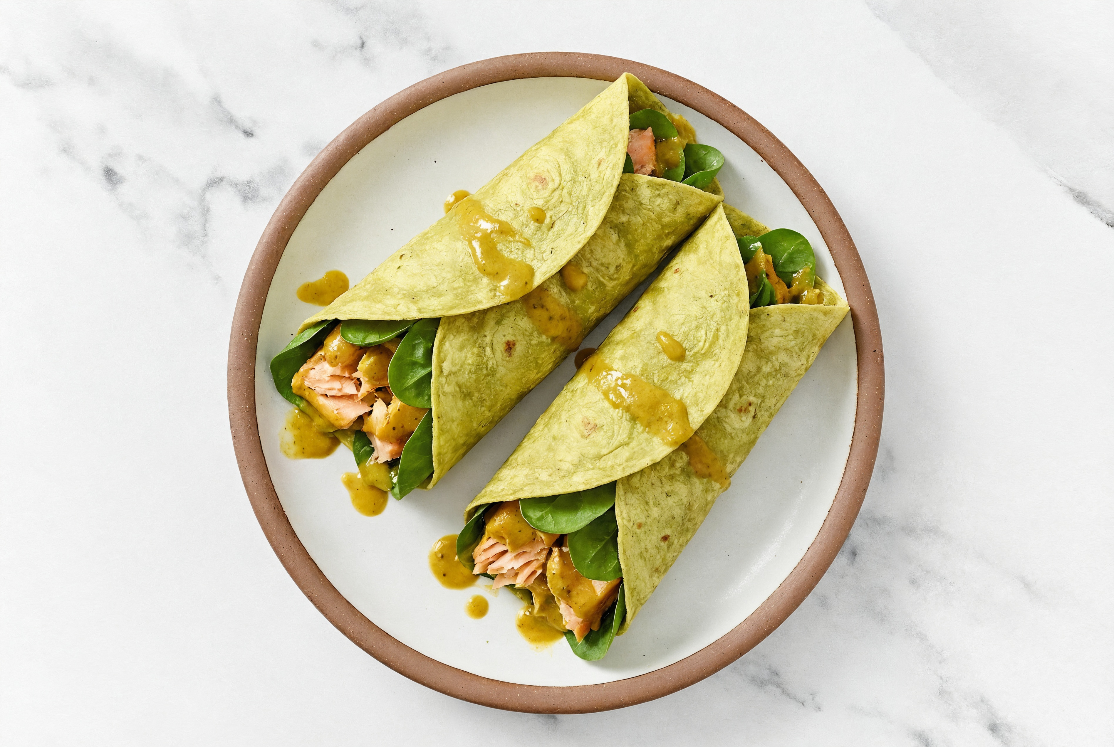 Salmon Curry Organic Spinach Wrap