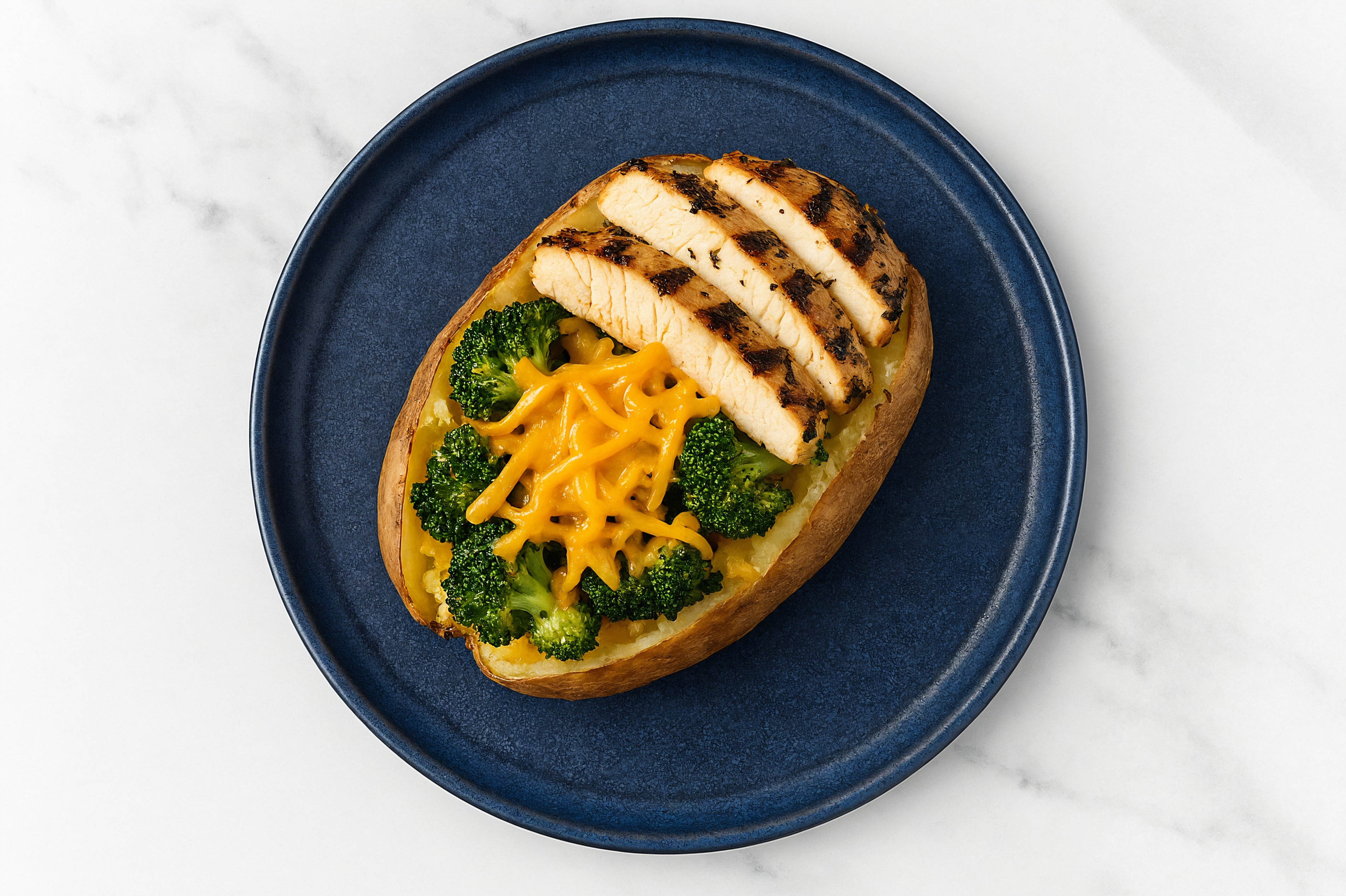 Grilled Mediterranean Chicken Breast + Cheesy Organic Broccoli Stuffed Potato