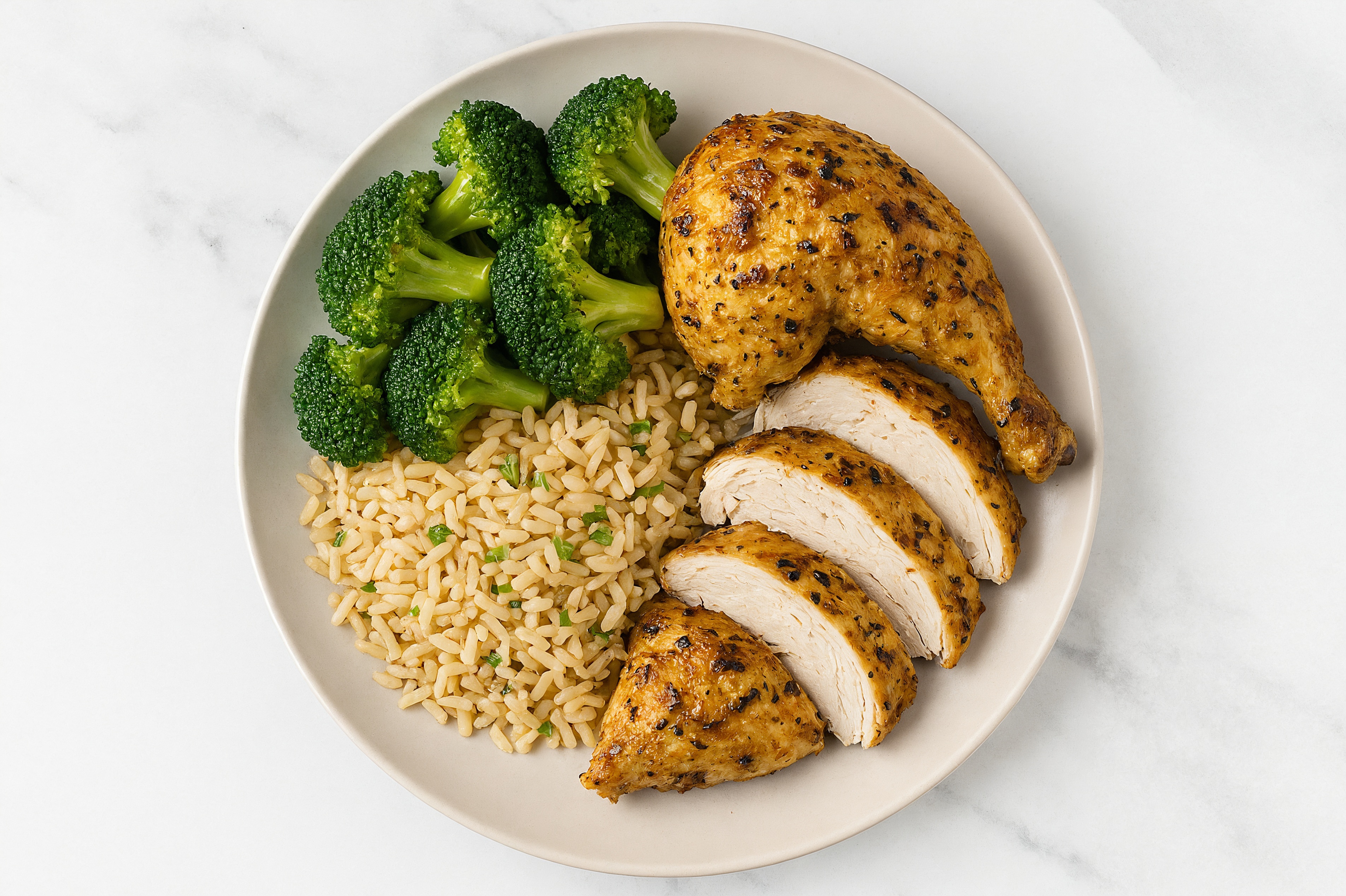 Herby Lemon Pepper Chicken + Cilantro Lime Rice with Broccoli Florets