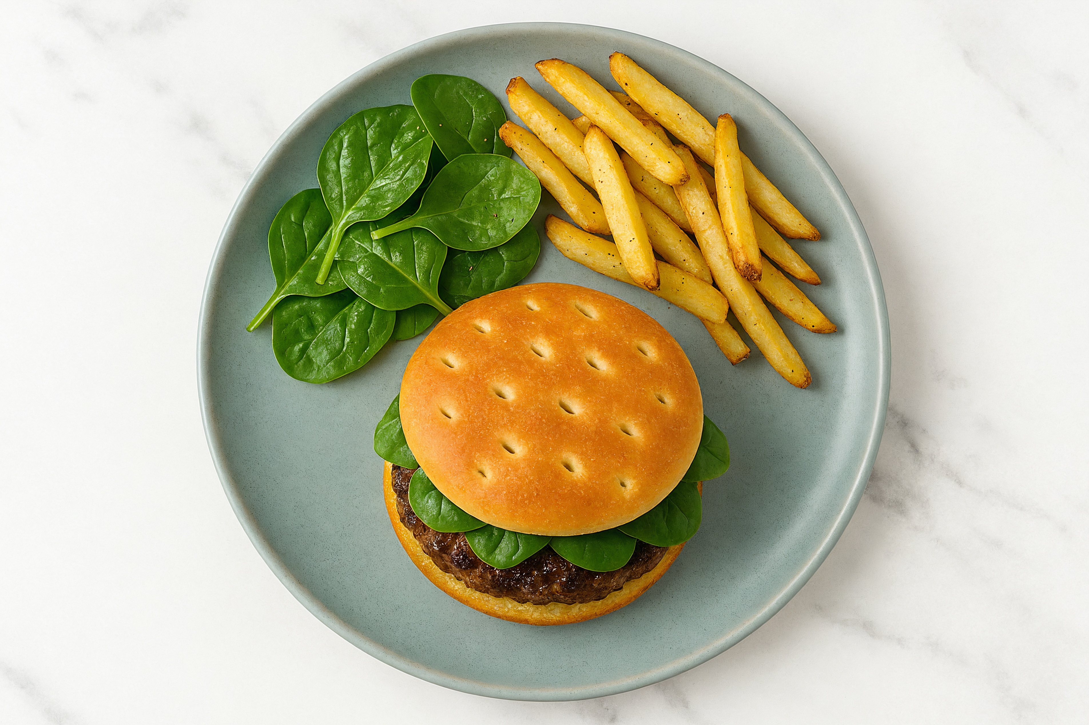 Cozy Burger with Russet Microwave-Ready Potato Fries