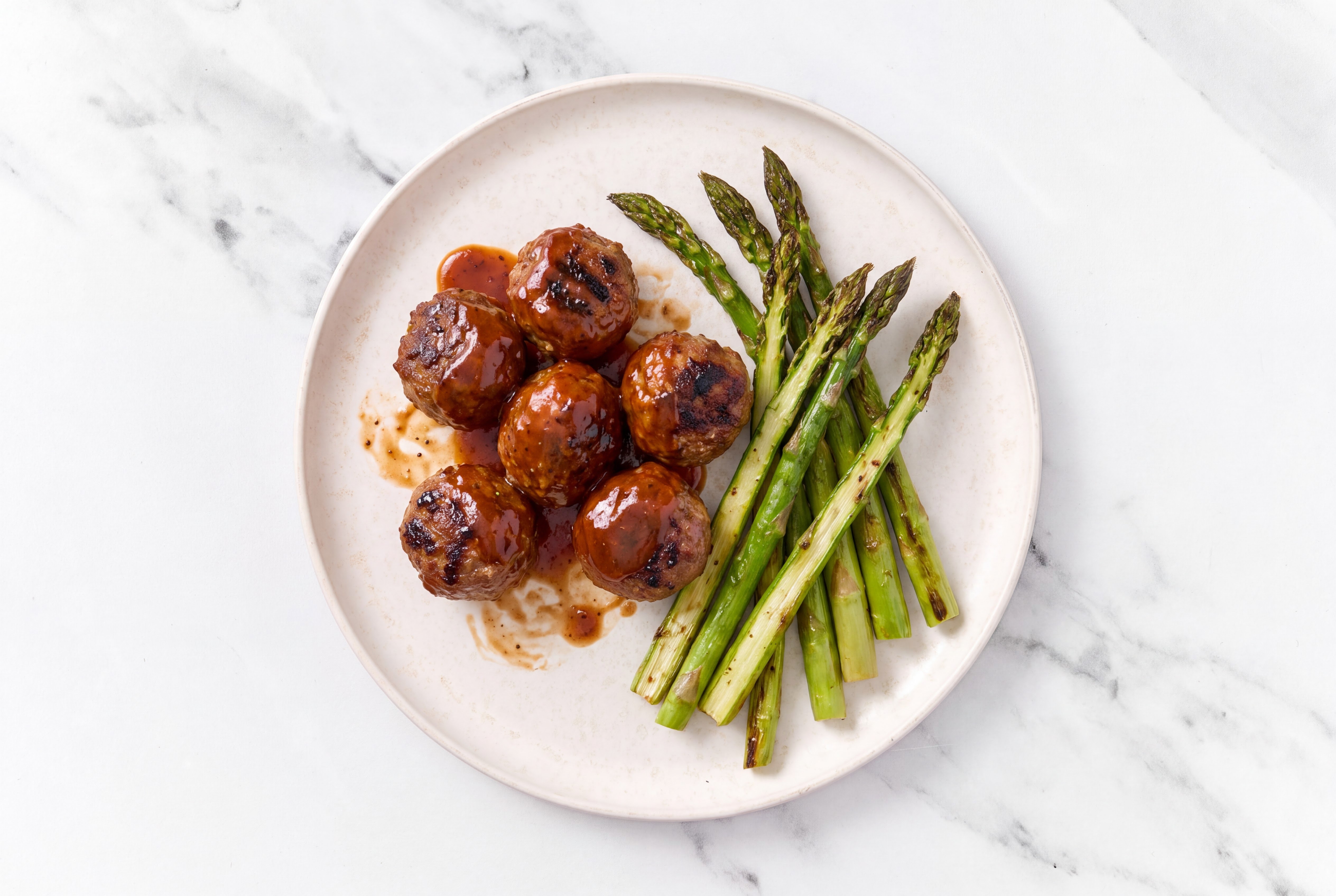 Hickory Baked Beef Meatballs & Asparagus