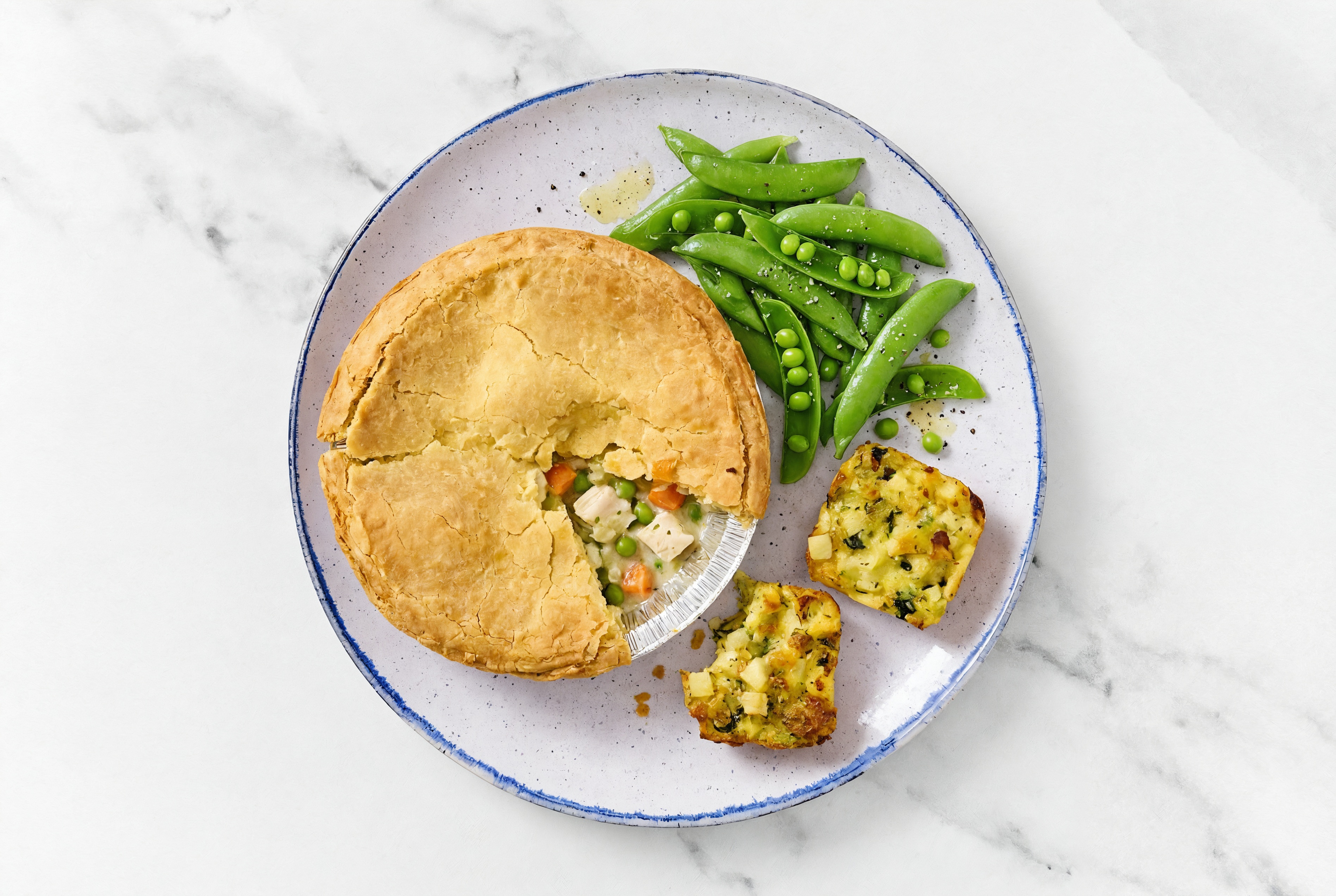 Chicken Pot Pie with Snap Peas & Potato Bake
