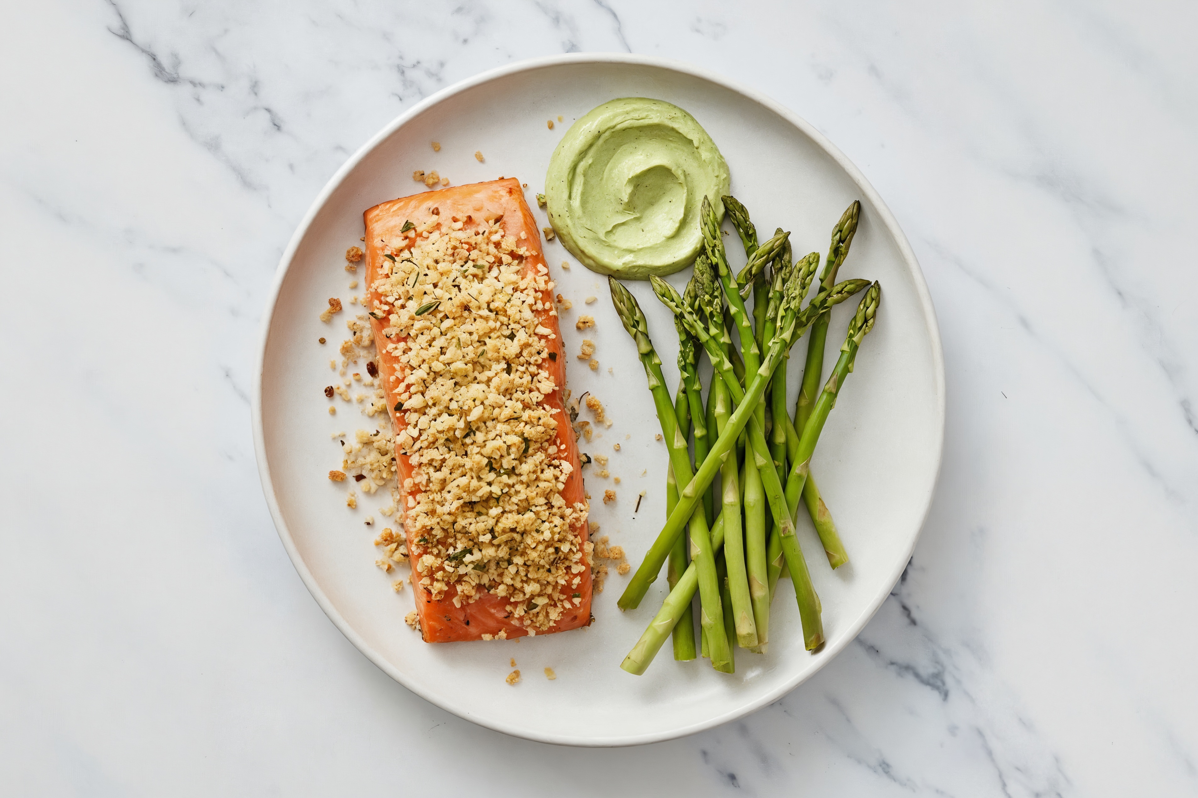 Crispy Baked Basil Wild Salmon + Asparagus