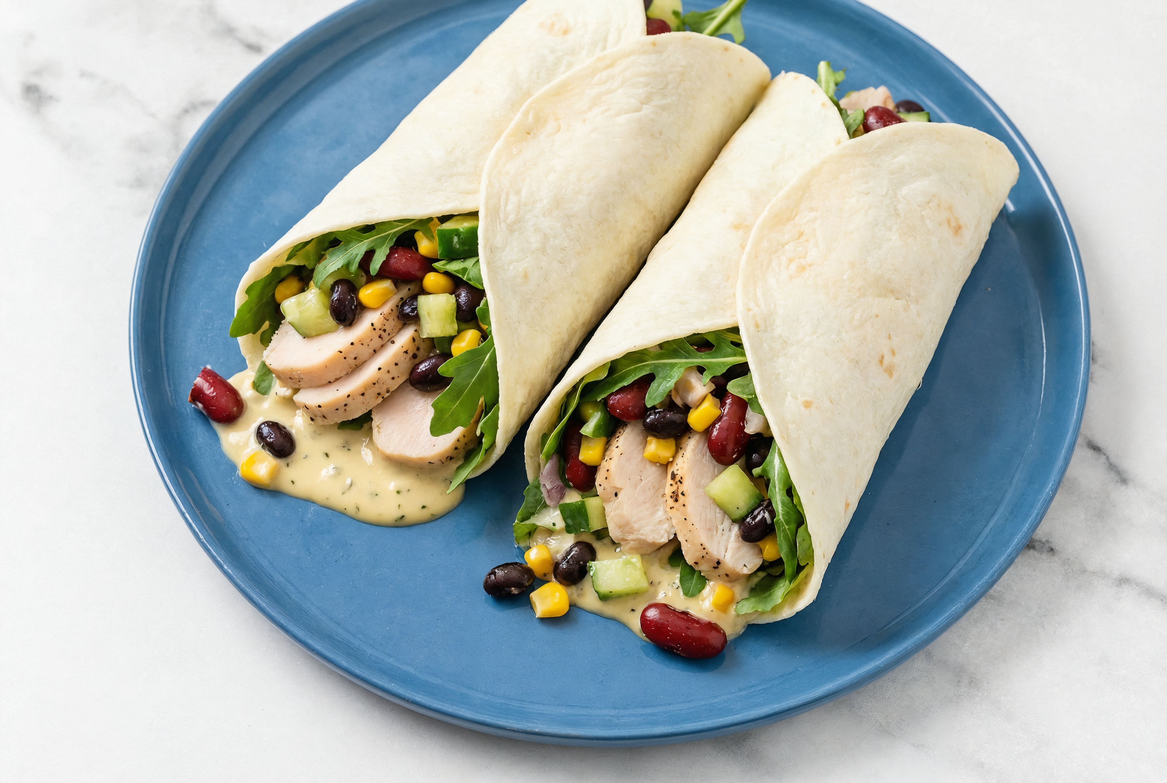 Herby Roasted Chicken + Cucumber Wraps with Arugula