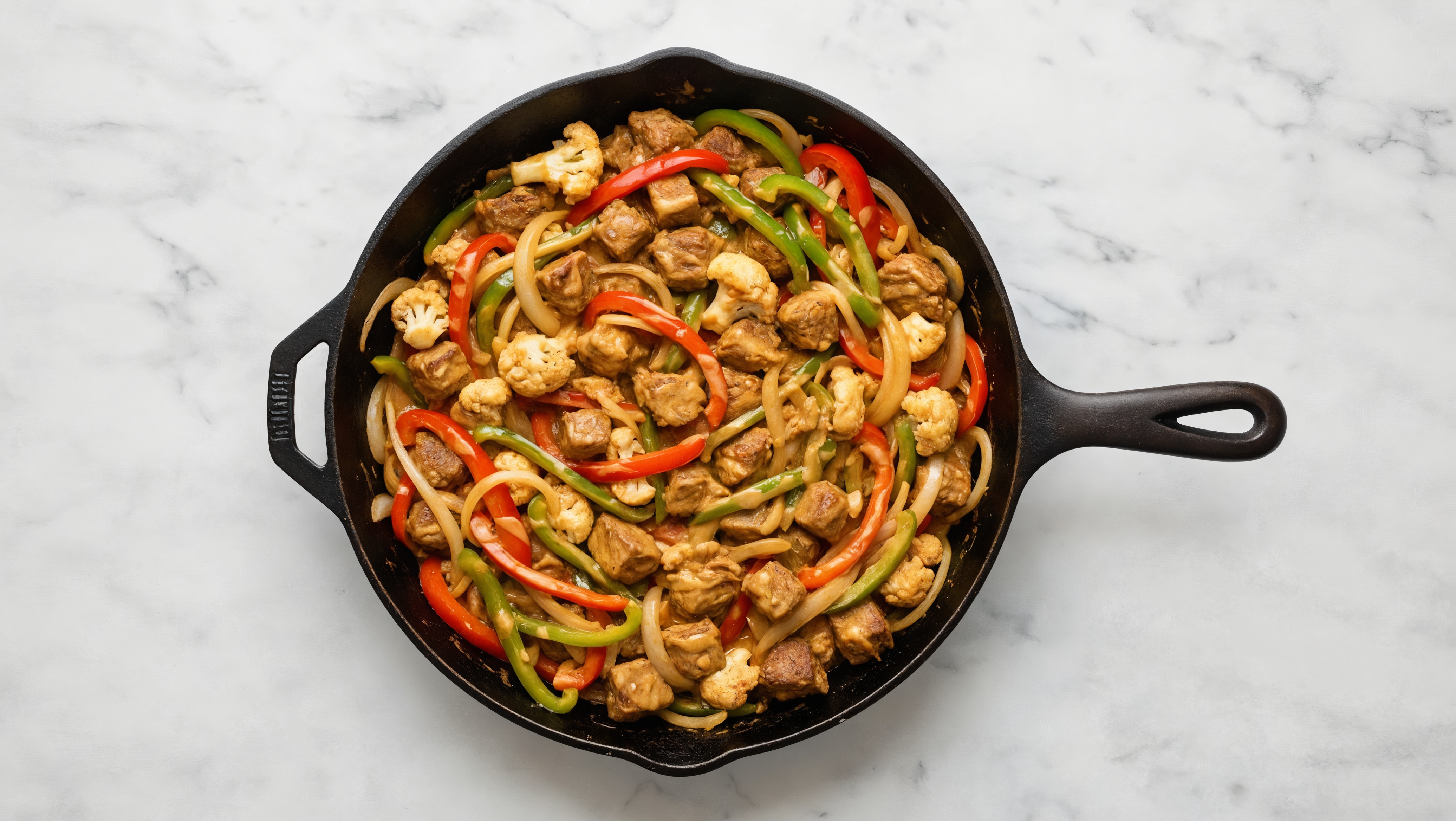 Thai Peanut Bison Stir-Fry with Cauliflower & Peppers