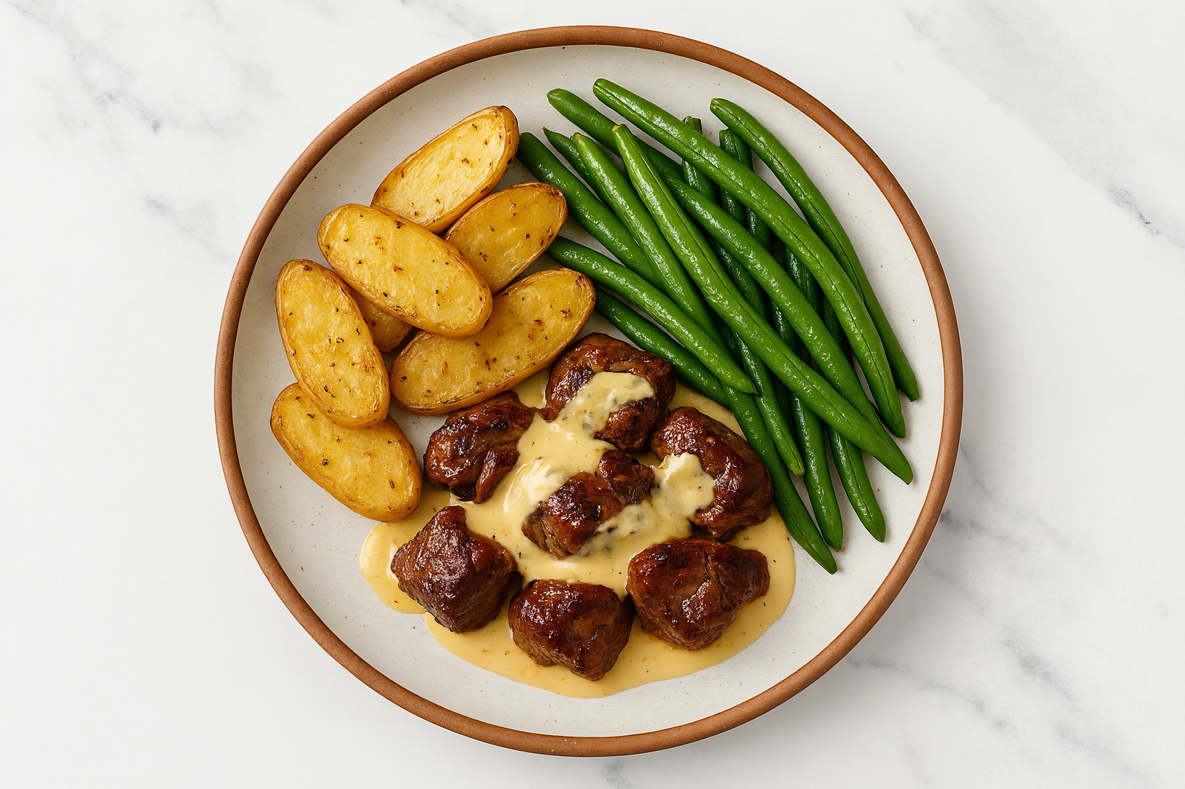 Miso Seared Lamb with Fingerling Potatoes & Green Beans
