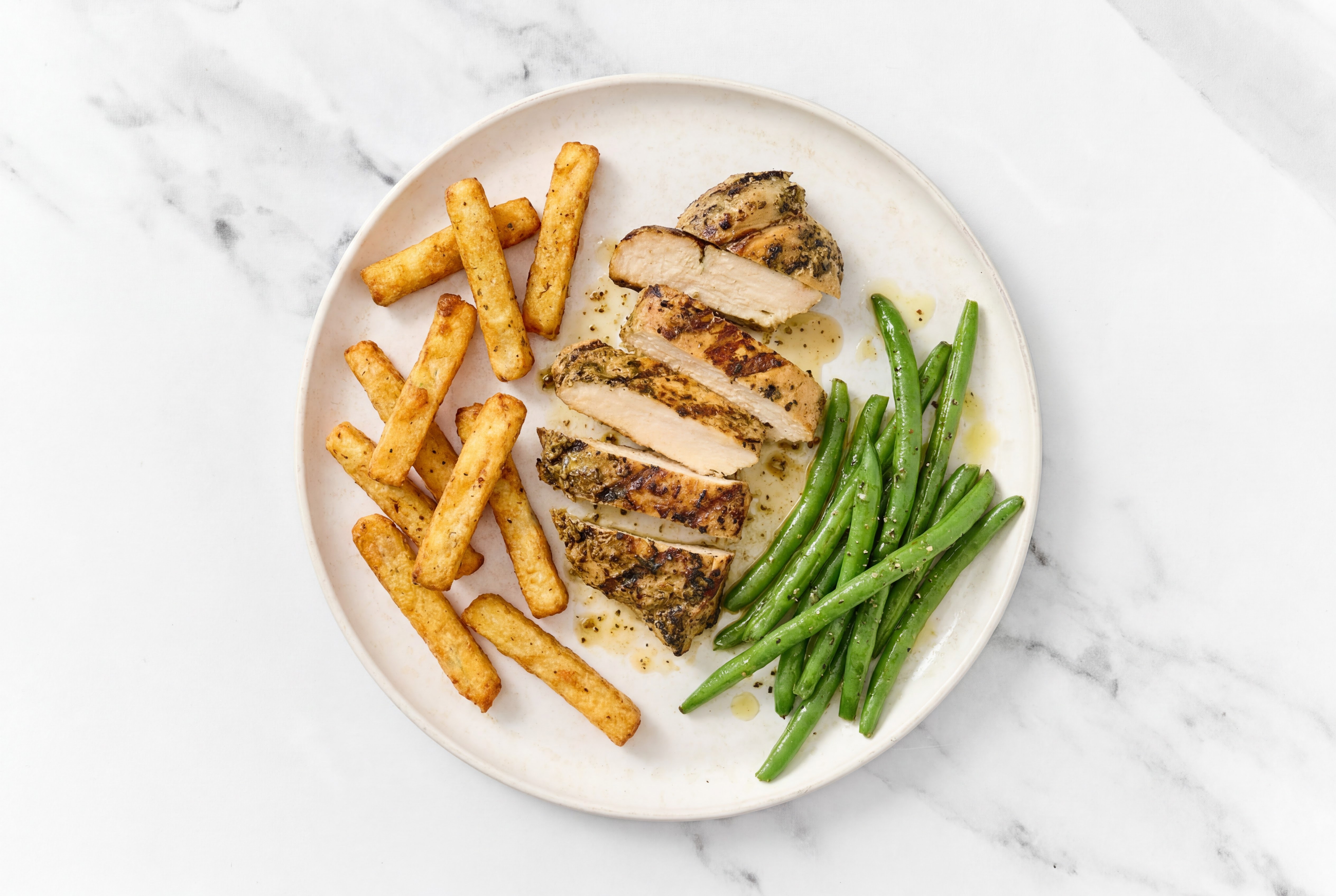 Herby Chicken Mediterranean Grilled Breast + Beans with Veggie Super Fries