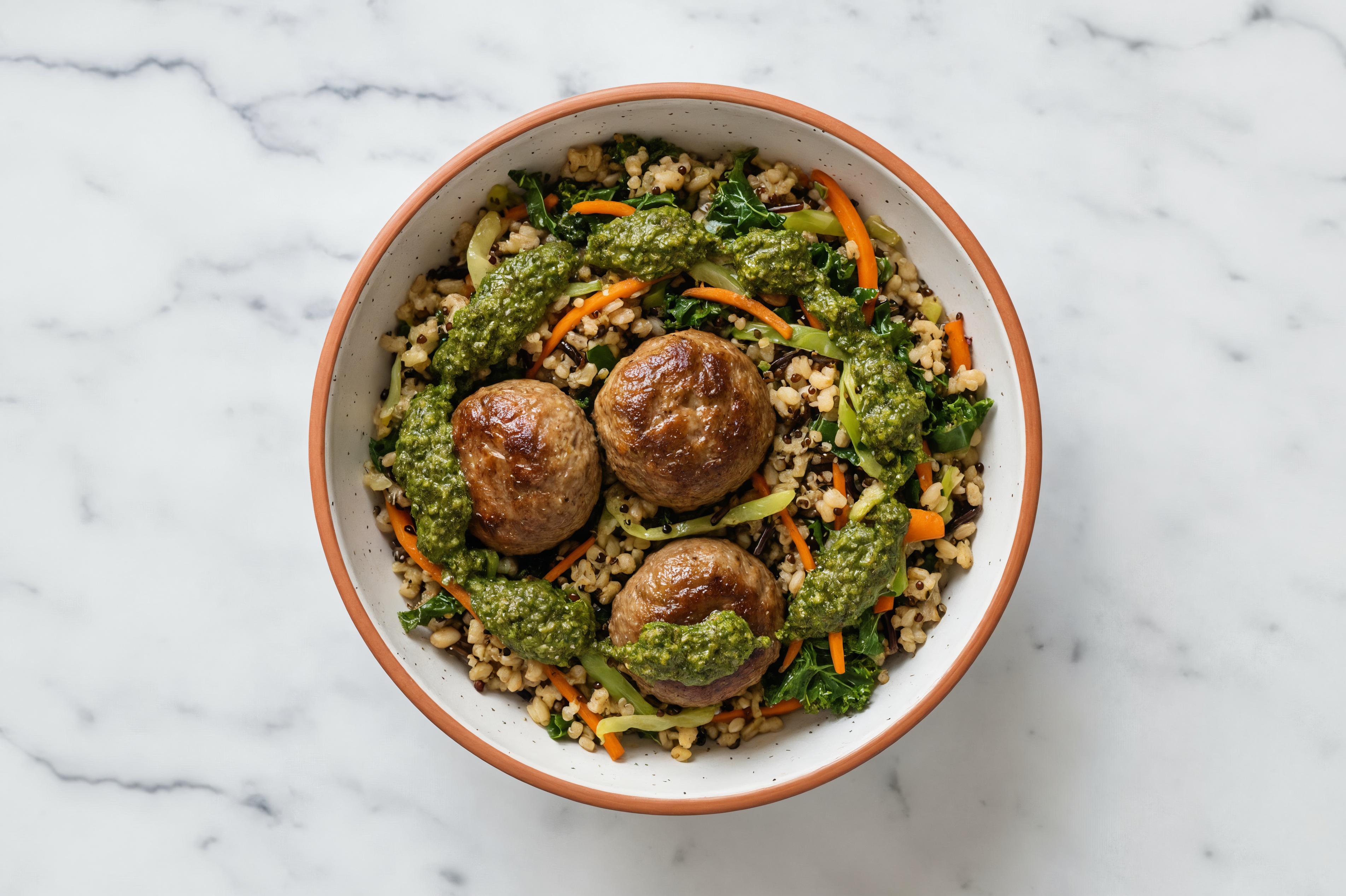 Meatball Pesto Super Grain Bowl