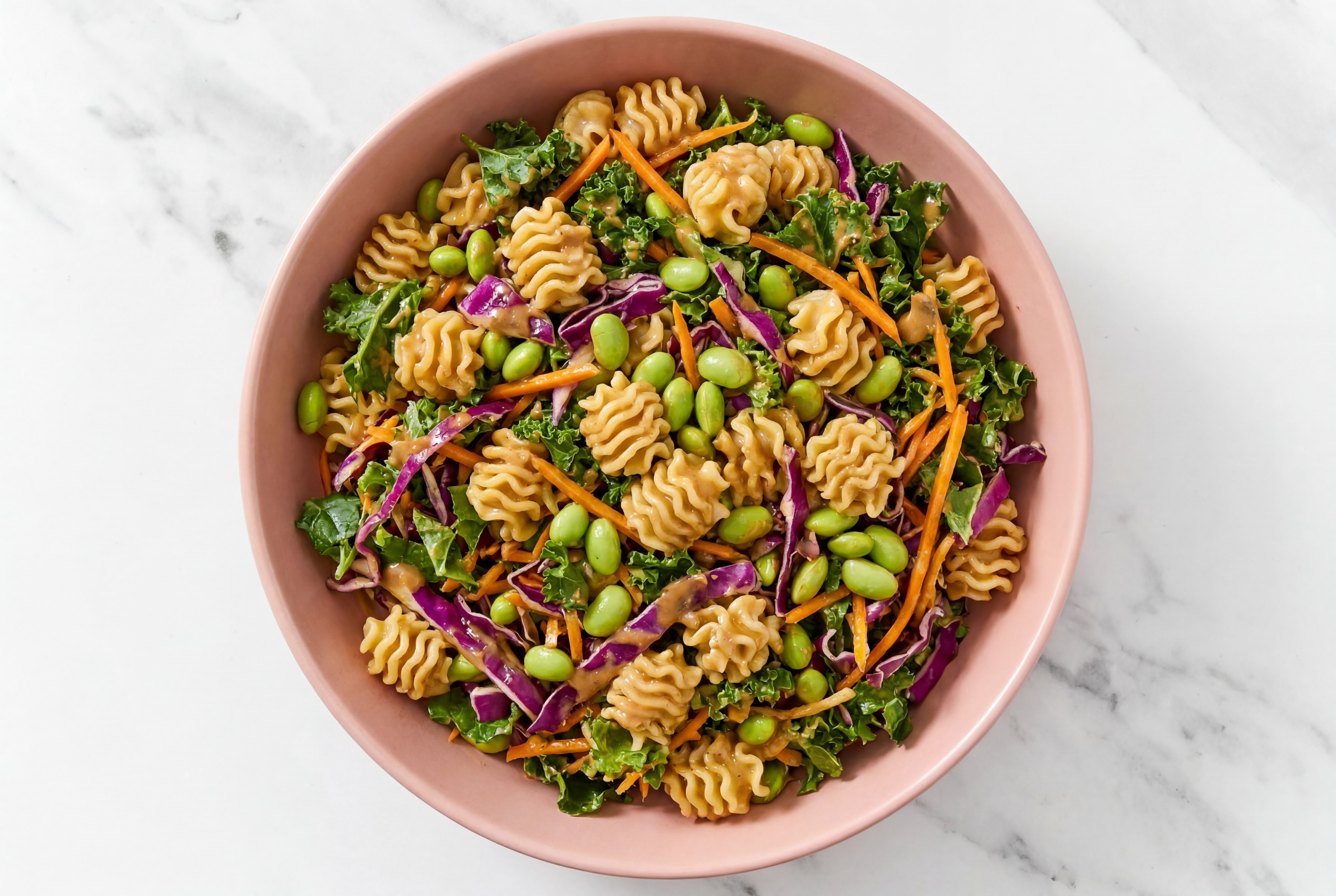 Rainbow Thai Peanut Protein Cold Noodle Salad