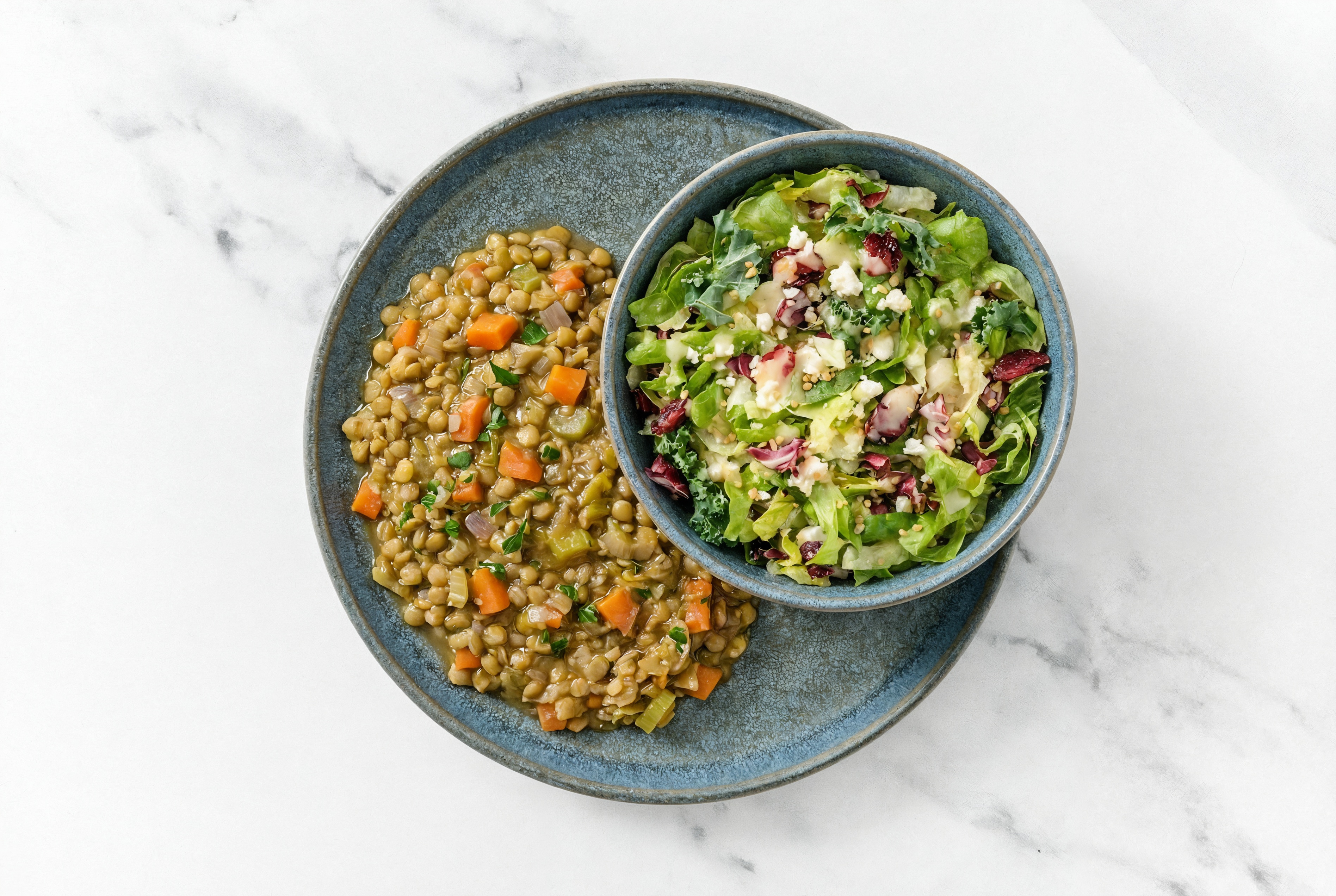 French Mirepoix Lentils  + Chopped Salad