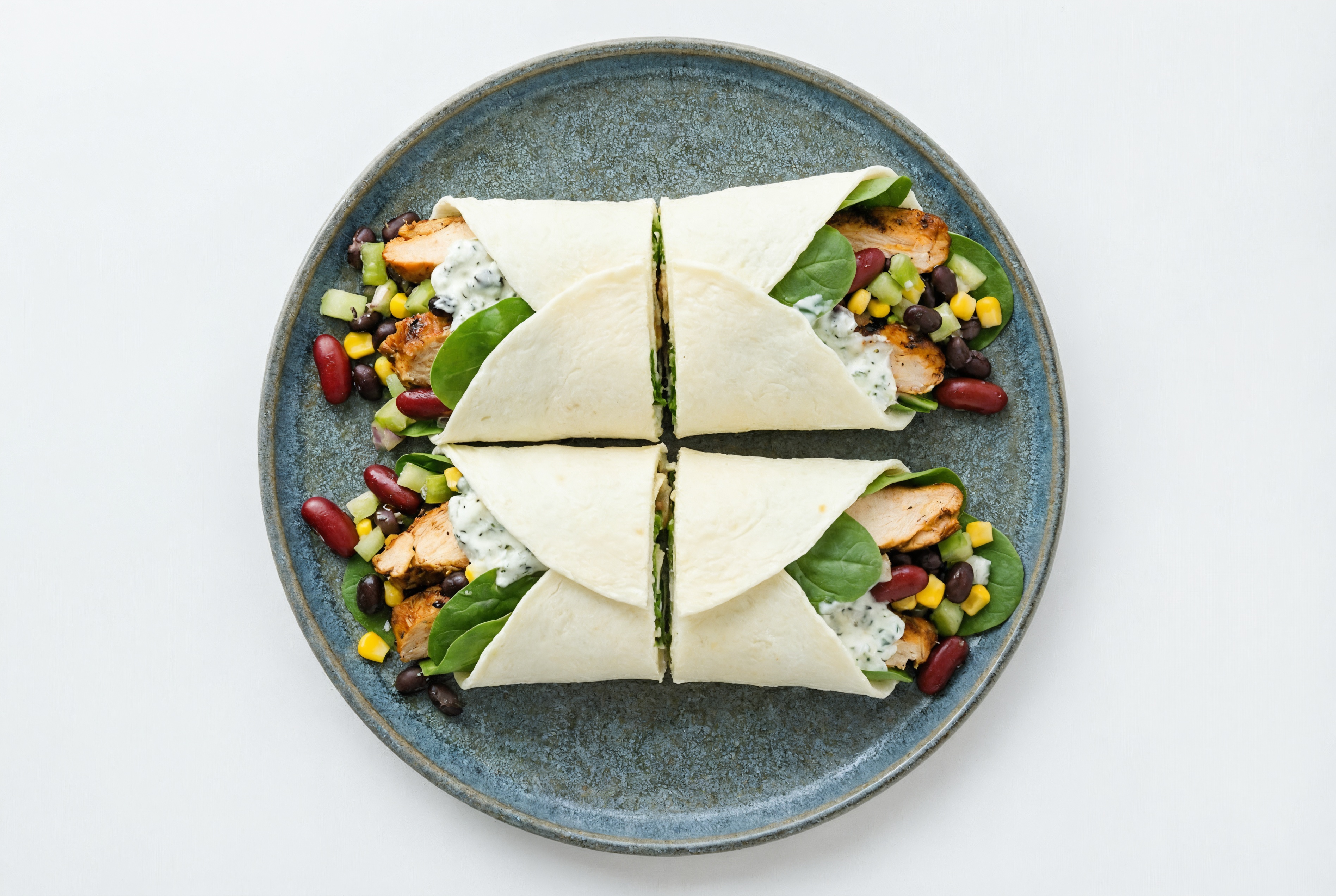 Creamy Blackened Chicken + Cucumber Wraps with Spinach