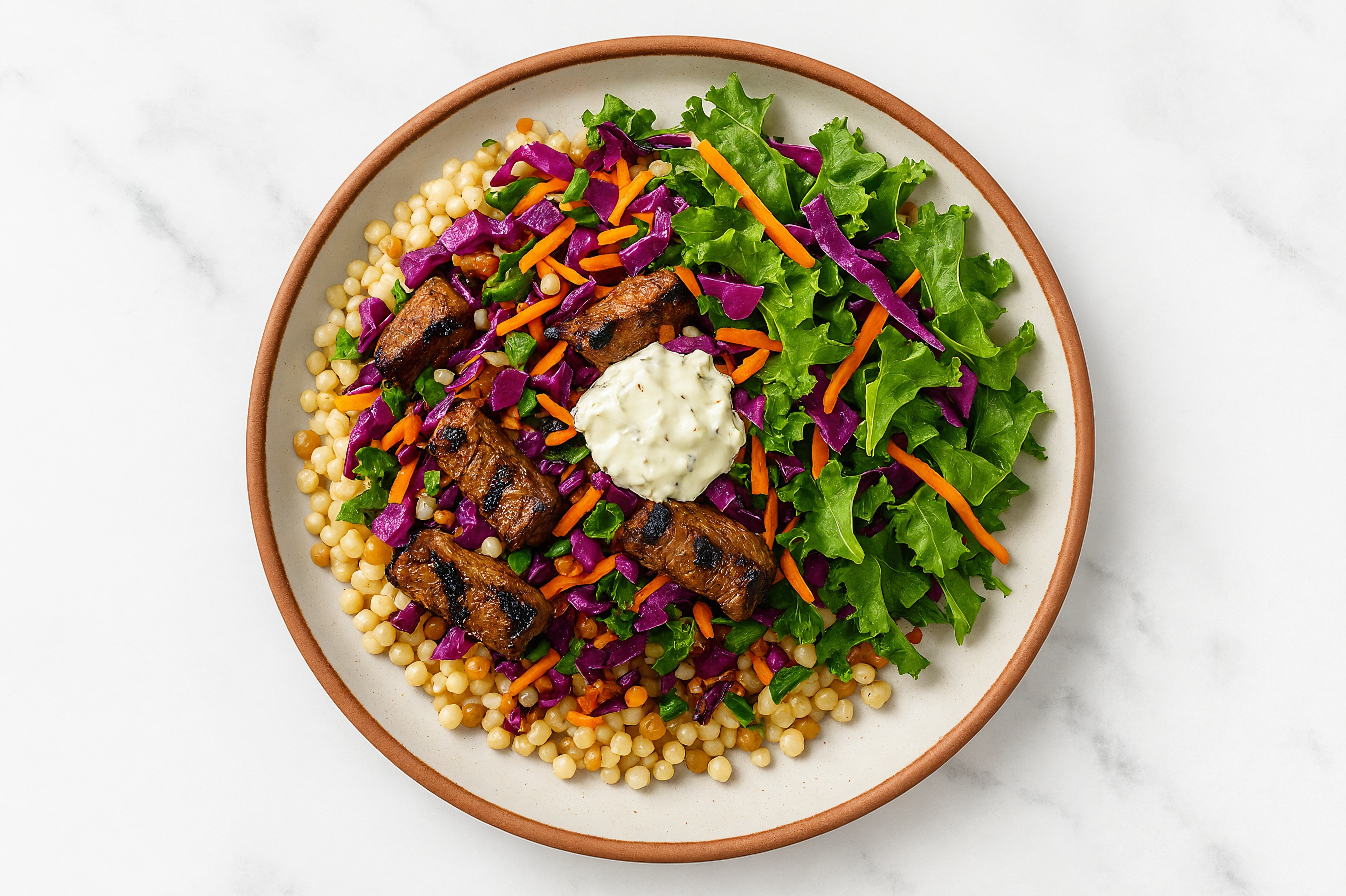 Bazaar-Style Beef Barbacoa Bowl with Dairy-Free Tzatziki