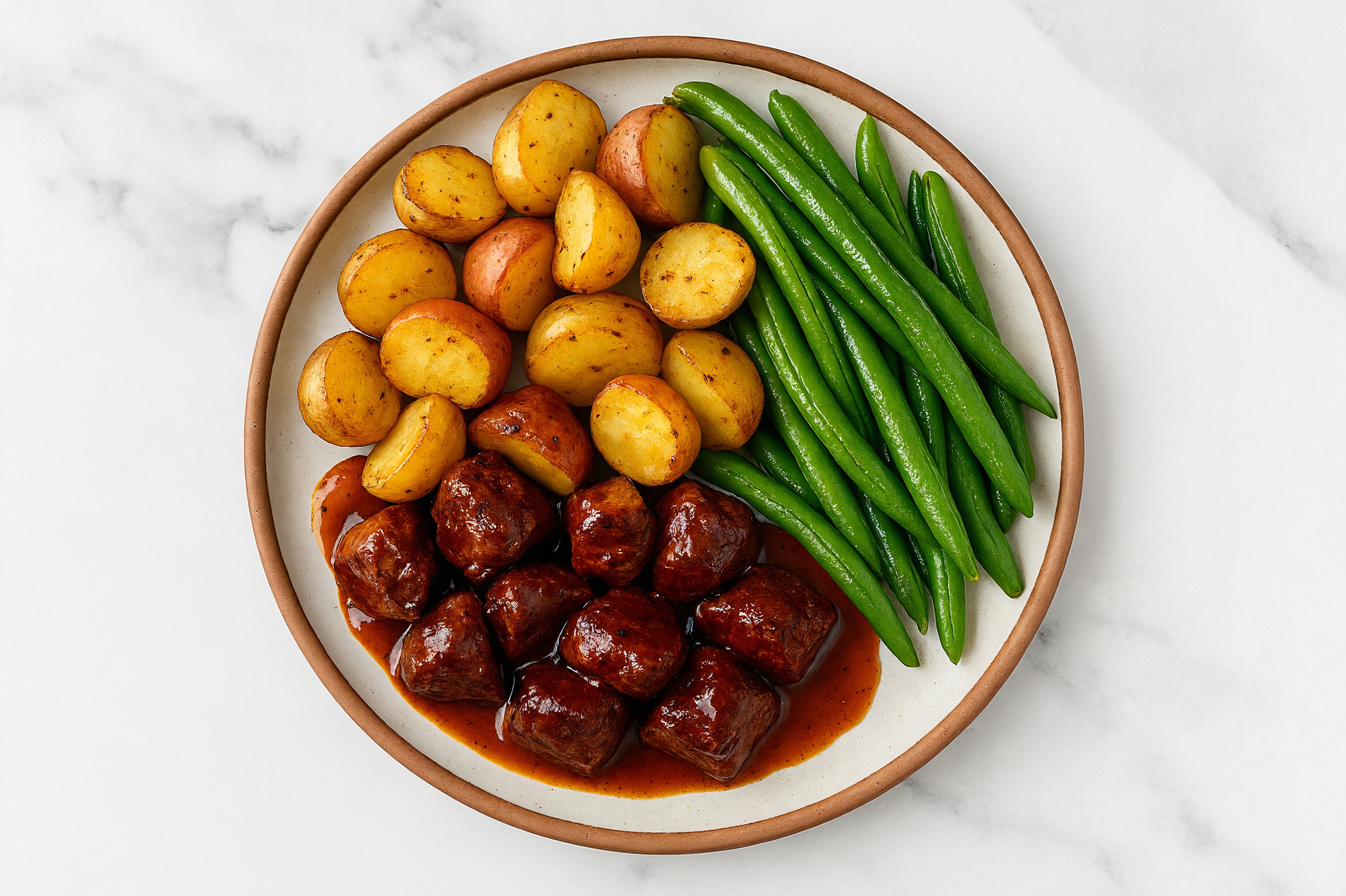 Sweet Hickory Seared Lamb with Creamer Potatoes & Organic Green Beans