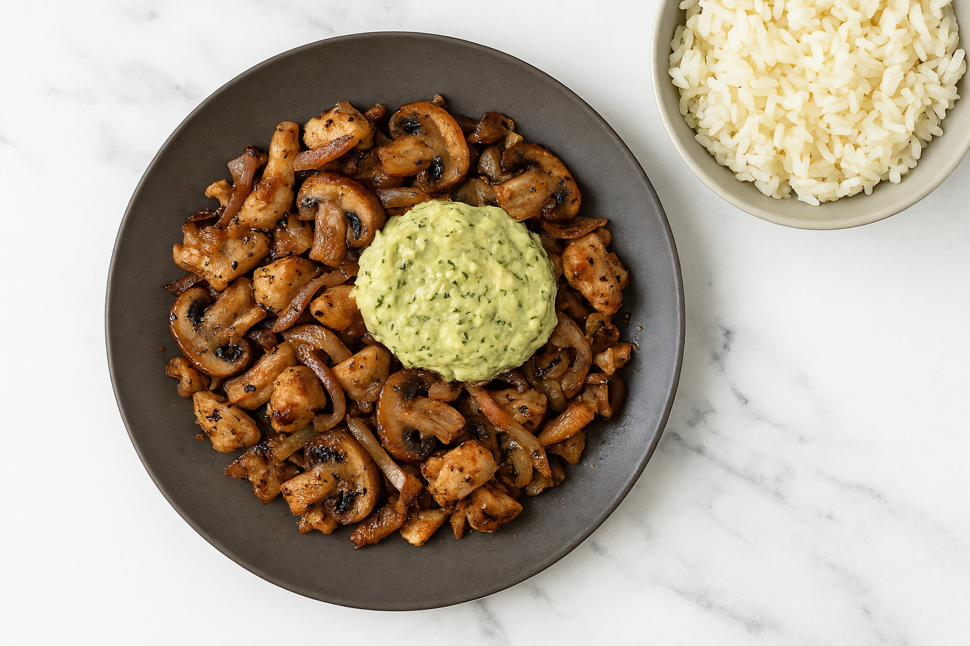 Spinach Artichoke Chicken + Mushroom Grain Bowl