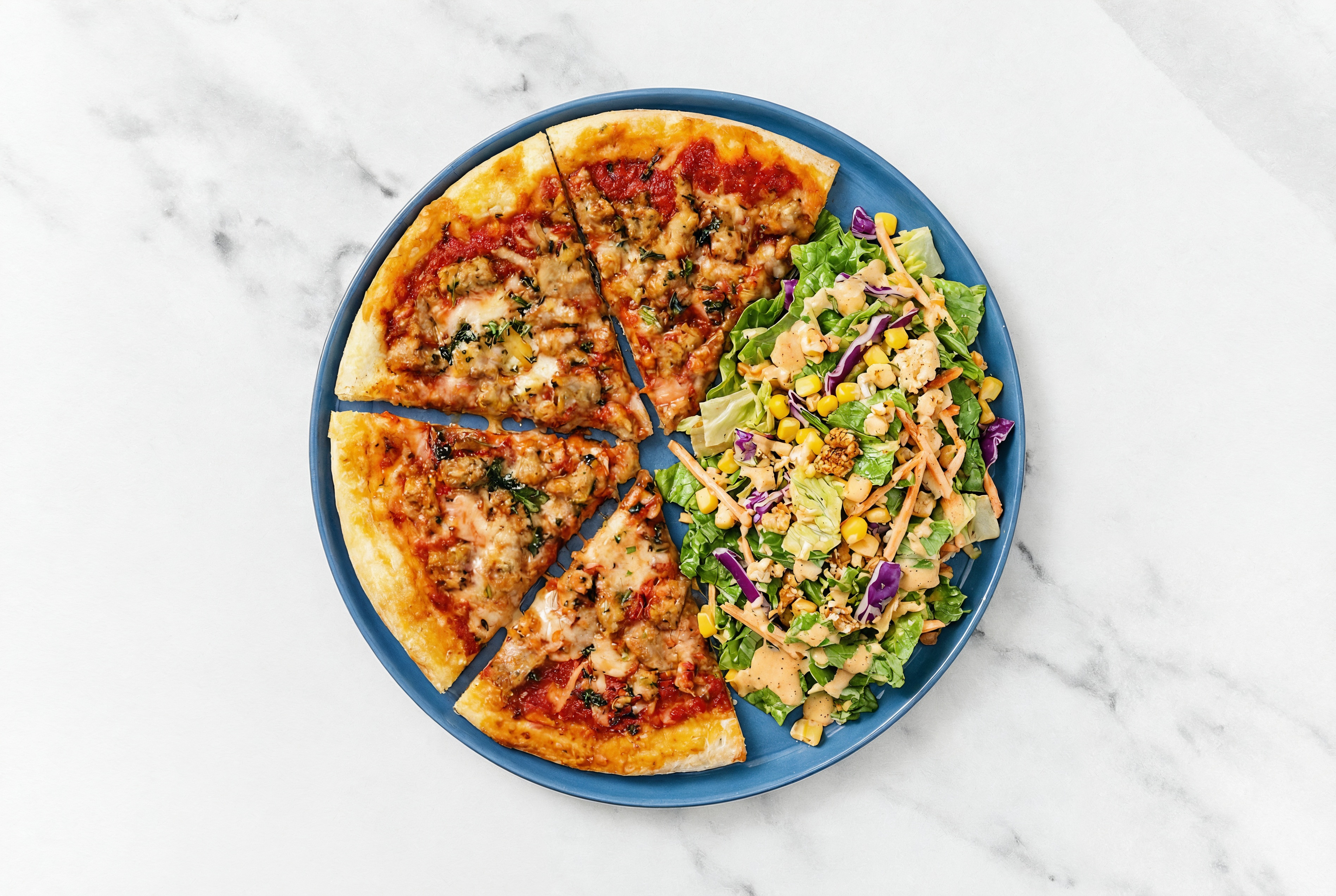 Italian Sausage Pizza + Street Corn Salad