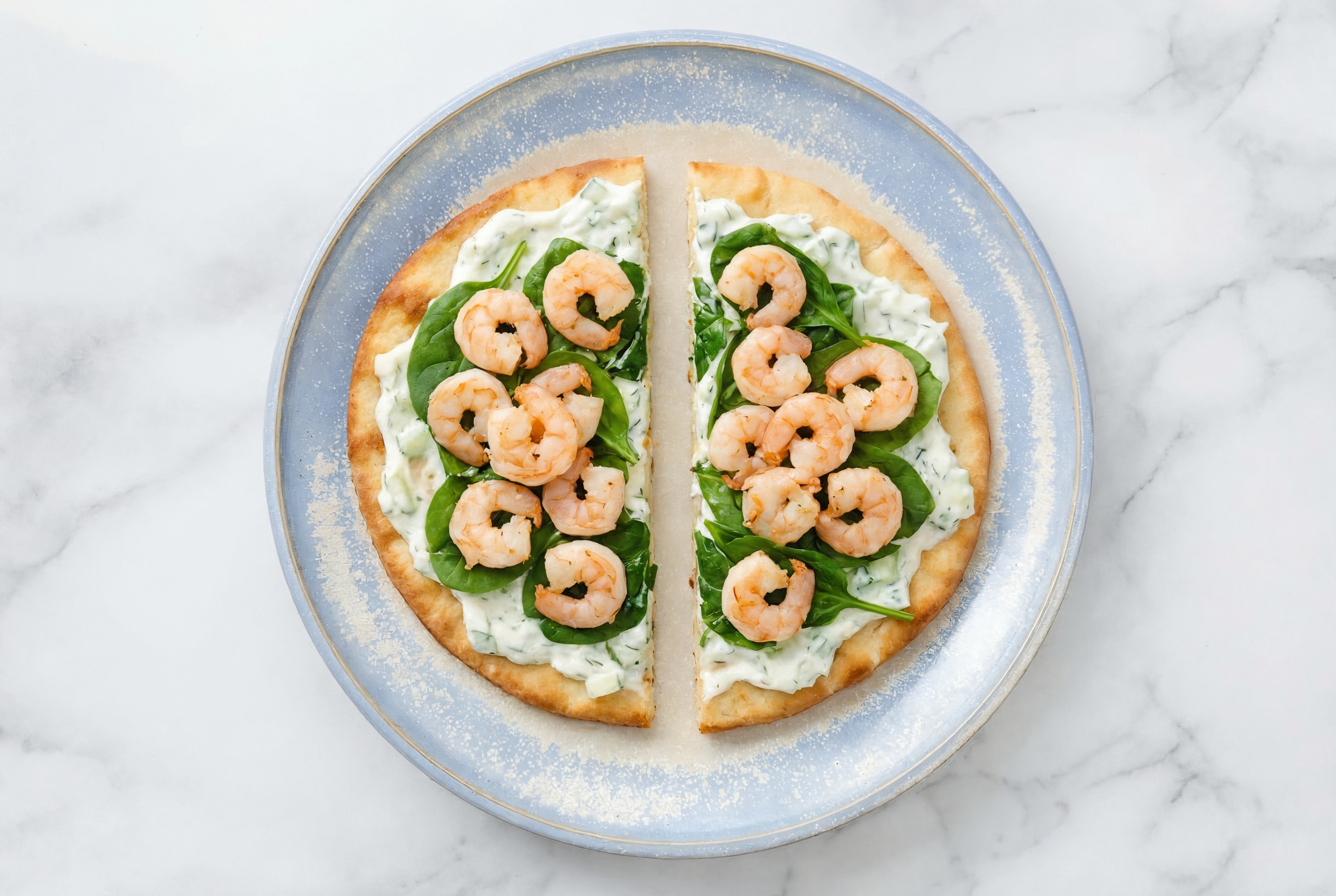 Vibrant Mediterranean Inspired Gulf Shrimp Flatbread