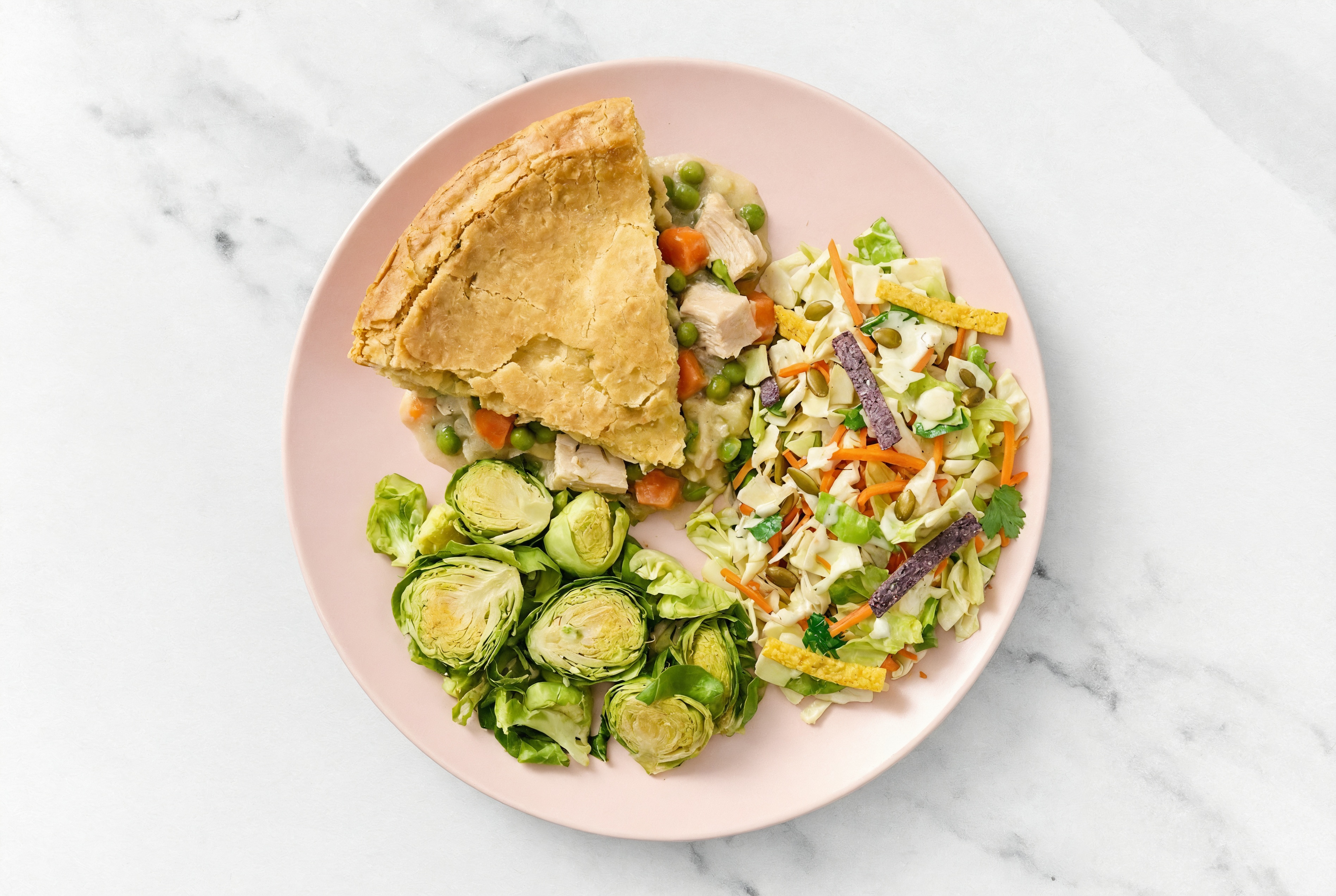 Chicken Pot Pie with Brussels & Southwest Salad