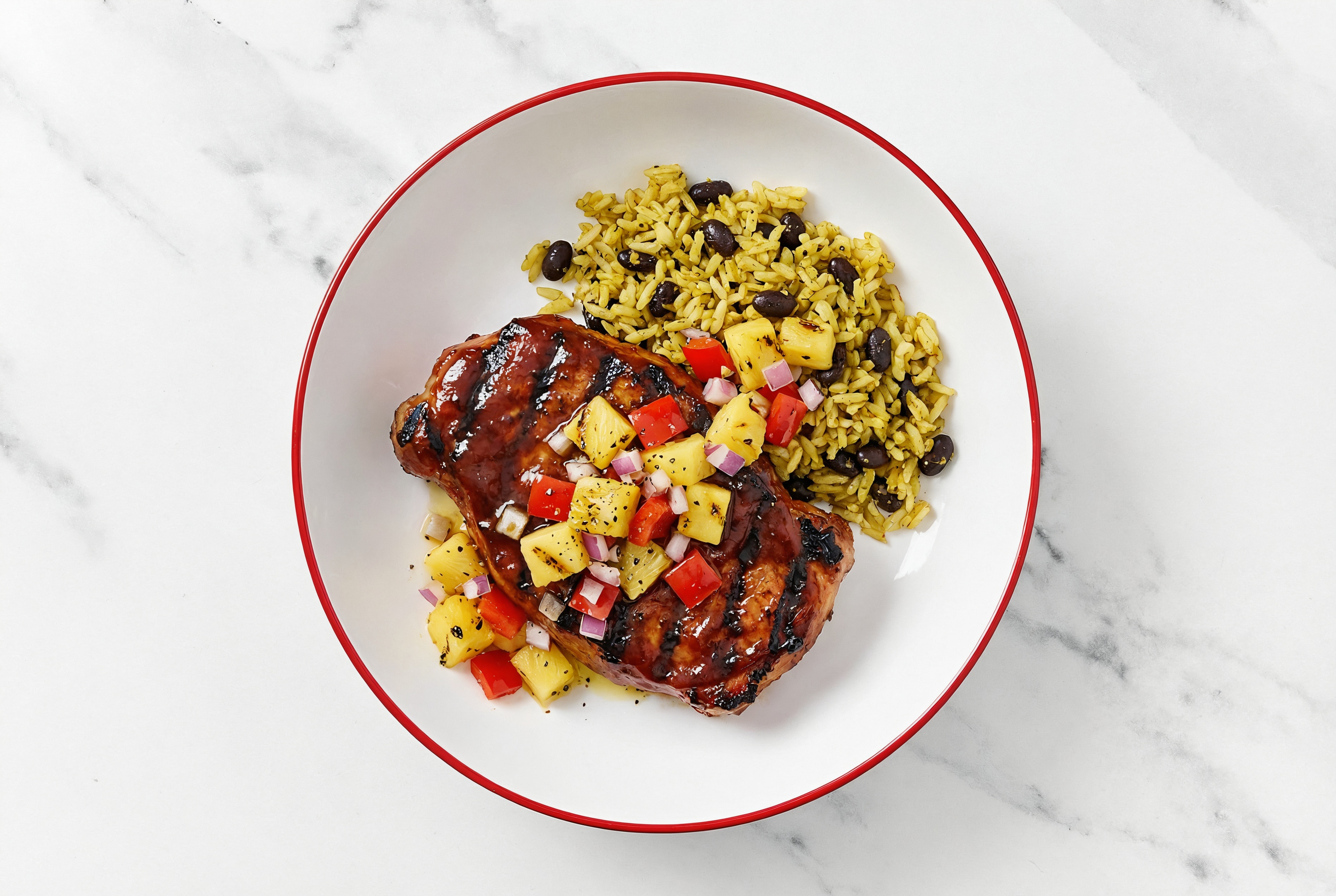 Hearty Grilled BBQ Pork Chops + Fresh Pineapple Salsa with Original BBQ Sauce