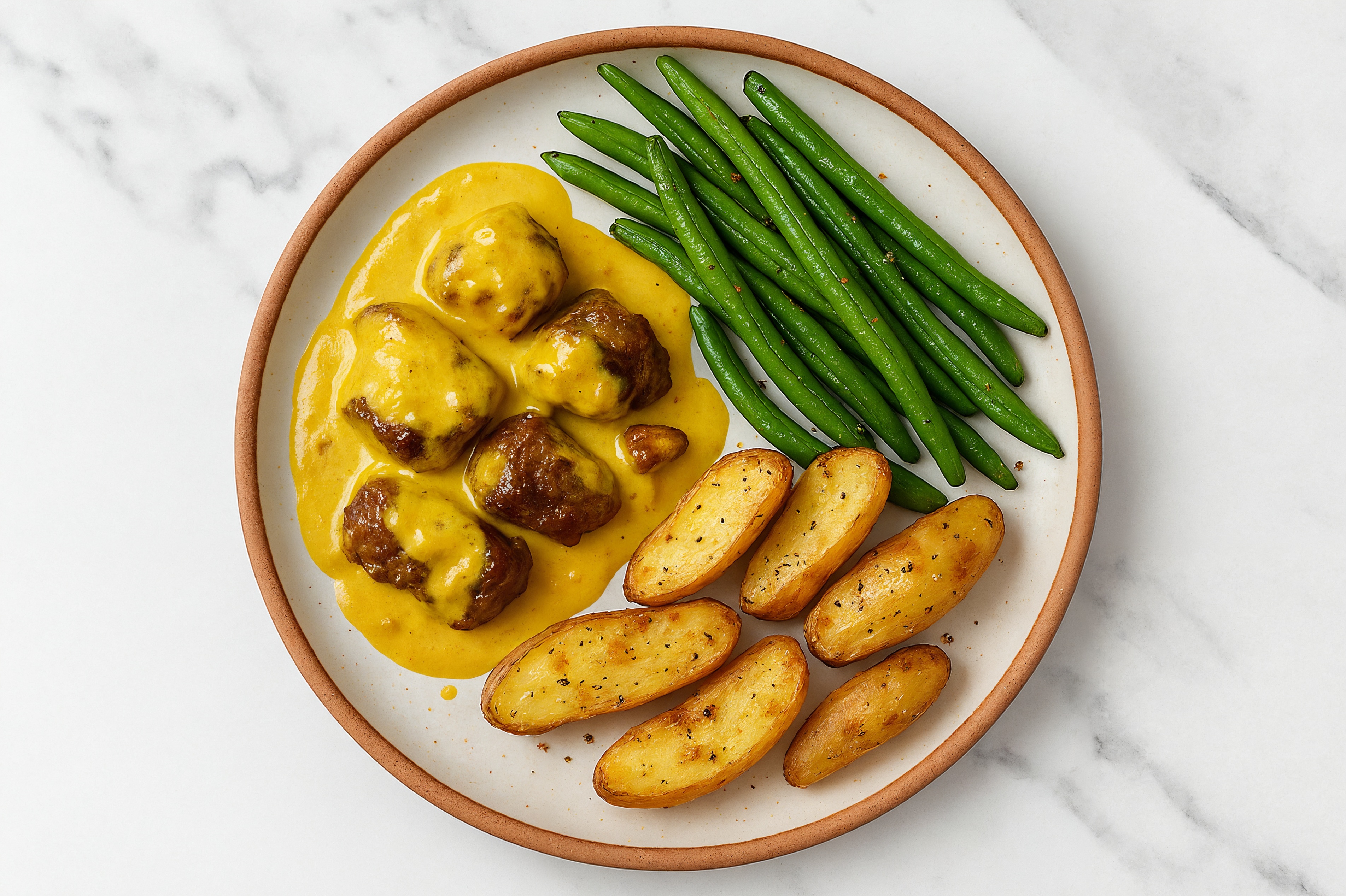 Curry Seared Lamb with Fingerling Potatoes & Green Beans