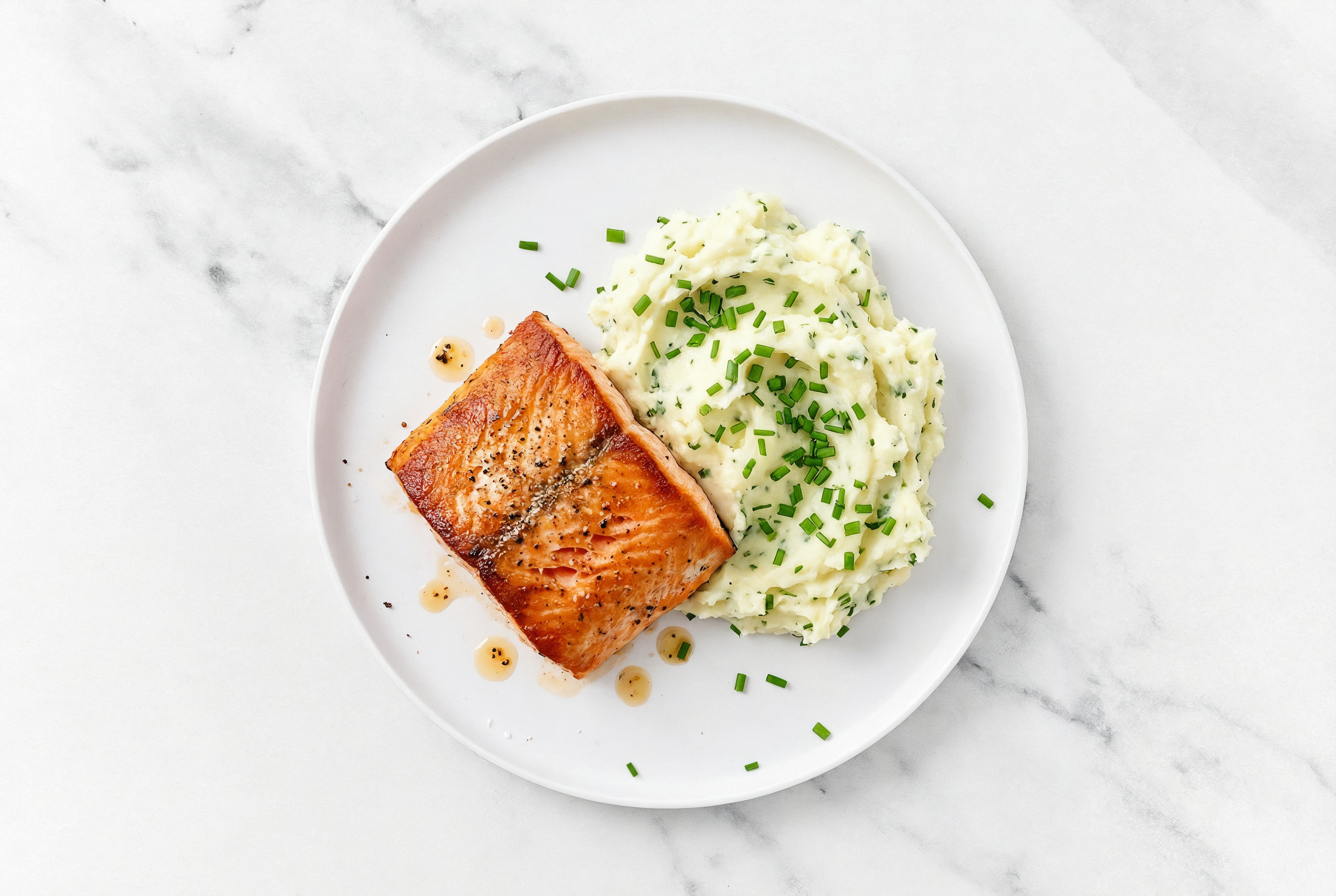 Seared Wild Salmon + Creamy Herb Mashed Potatoes
