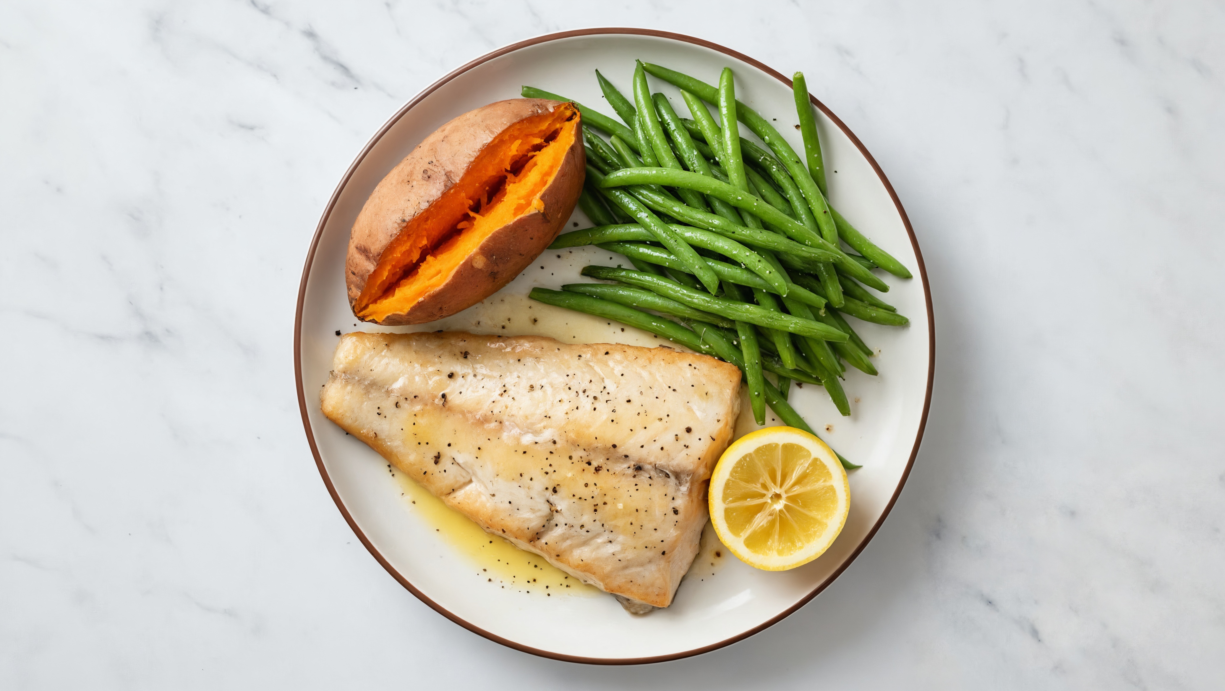Lemon-Slow Churned Pasture Butter Trout with Sweet Potato & Green Beans