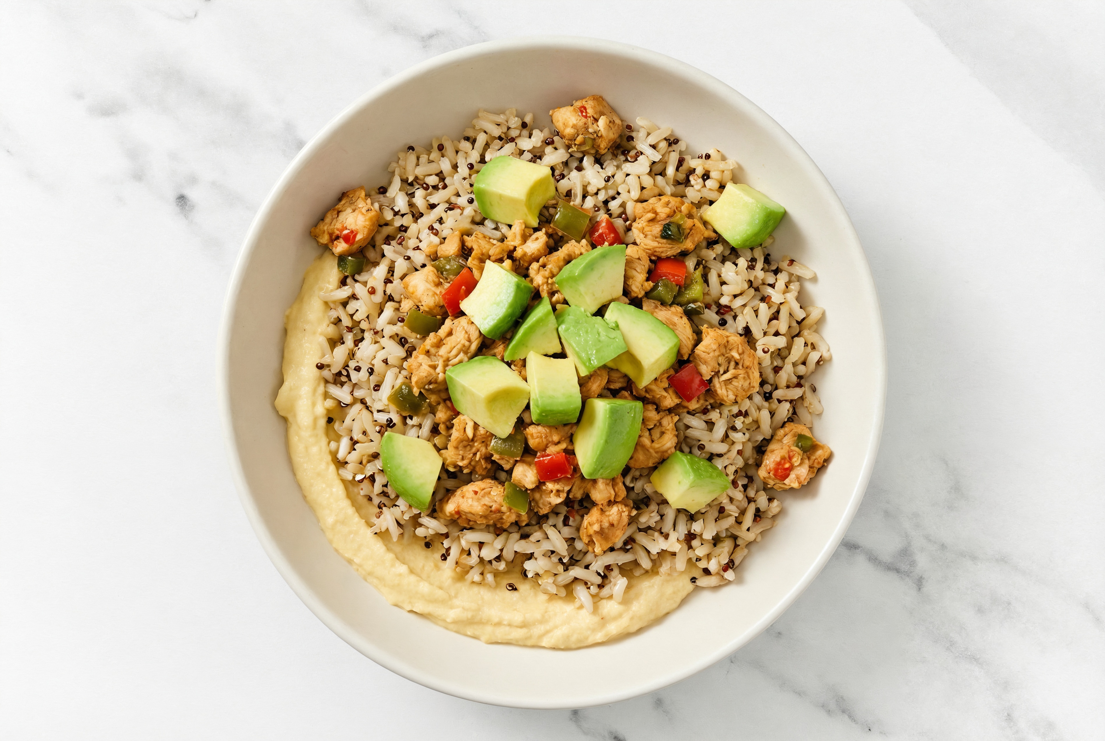 Garlicky Hummus + Fajita Chicken Grain Bowl | Hungryroot