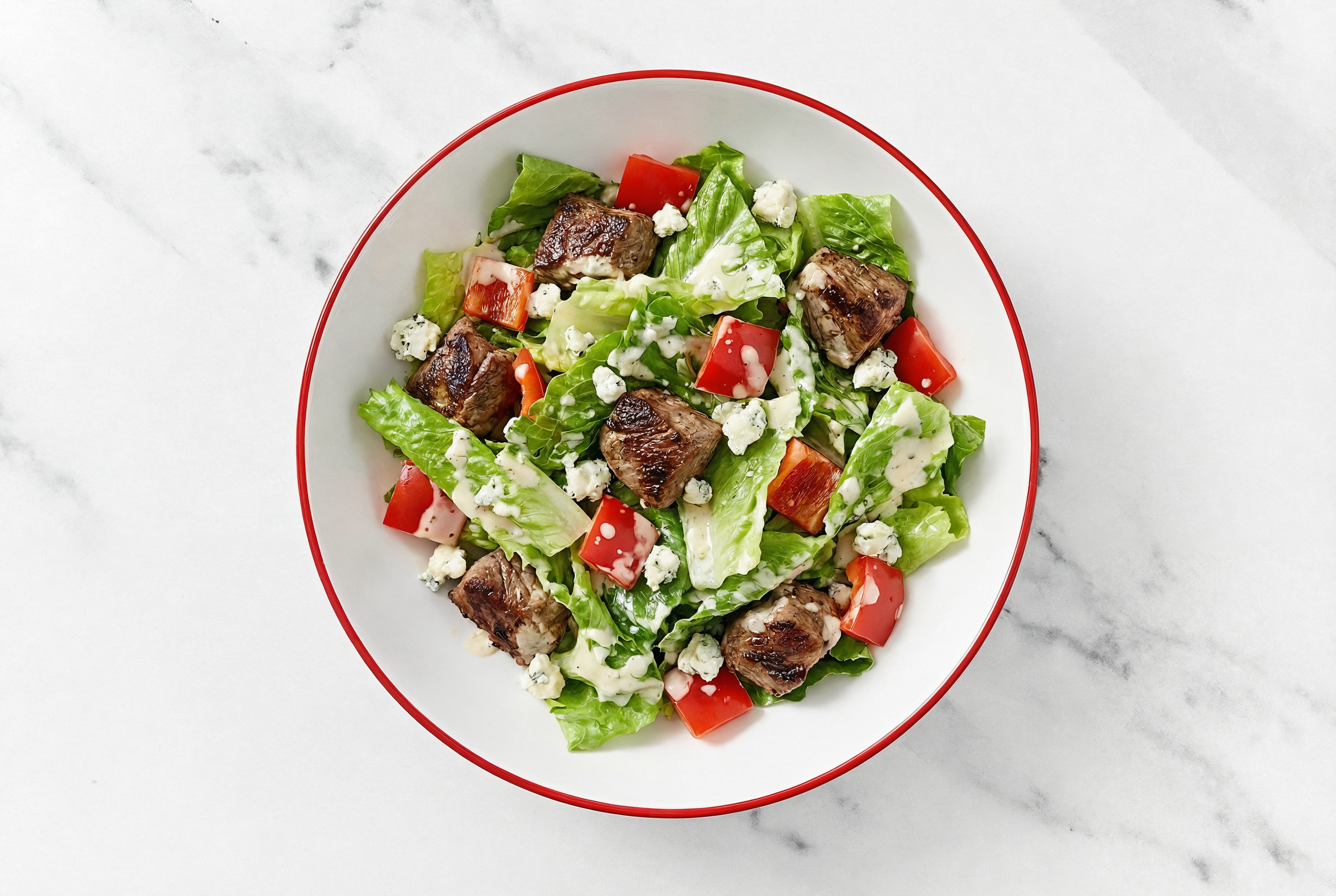 Lamb + Blue Cheese Ranch Salad with Red Bell Pepper