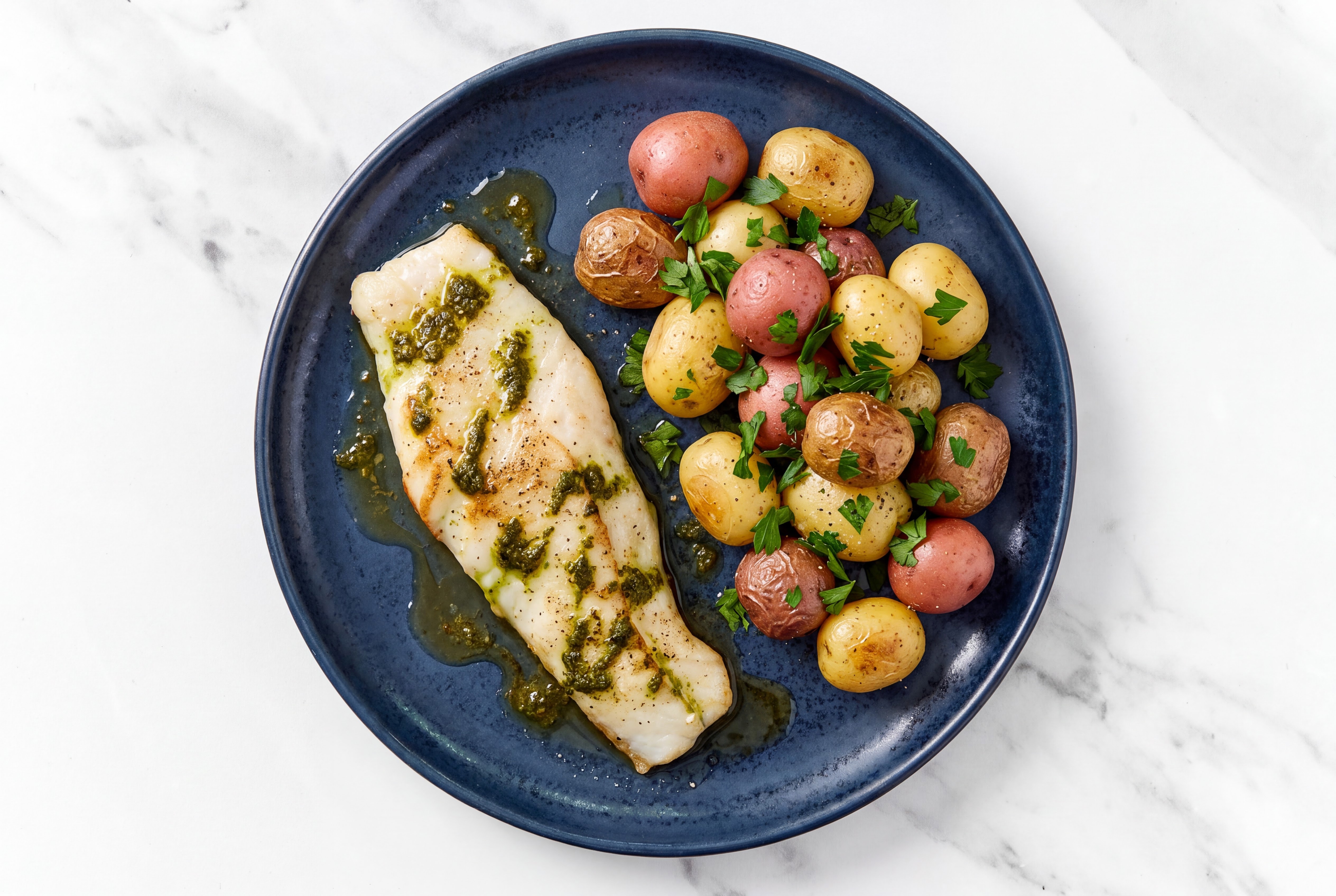 Zhoug Roasted Cod + Herby Potatoes