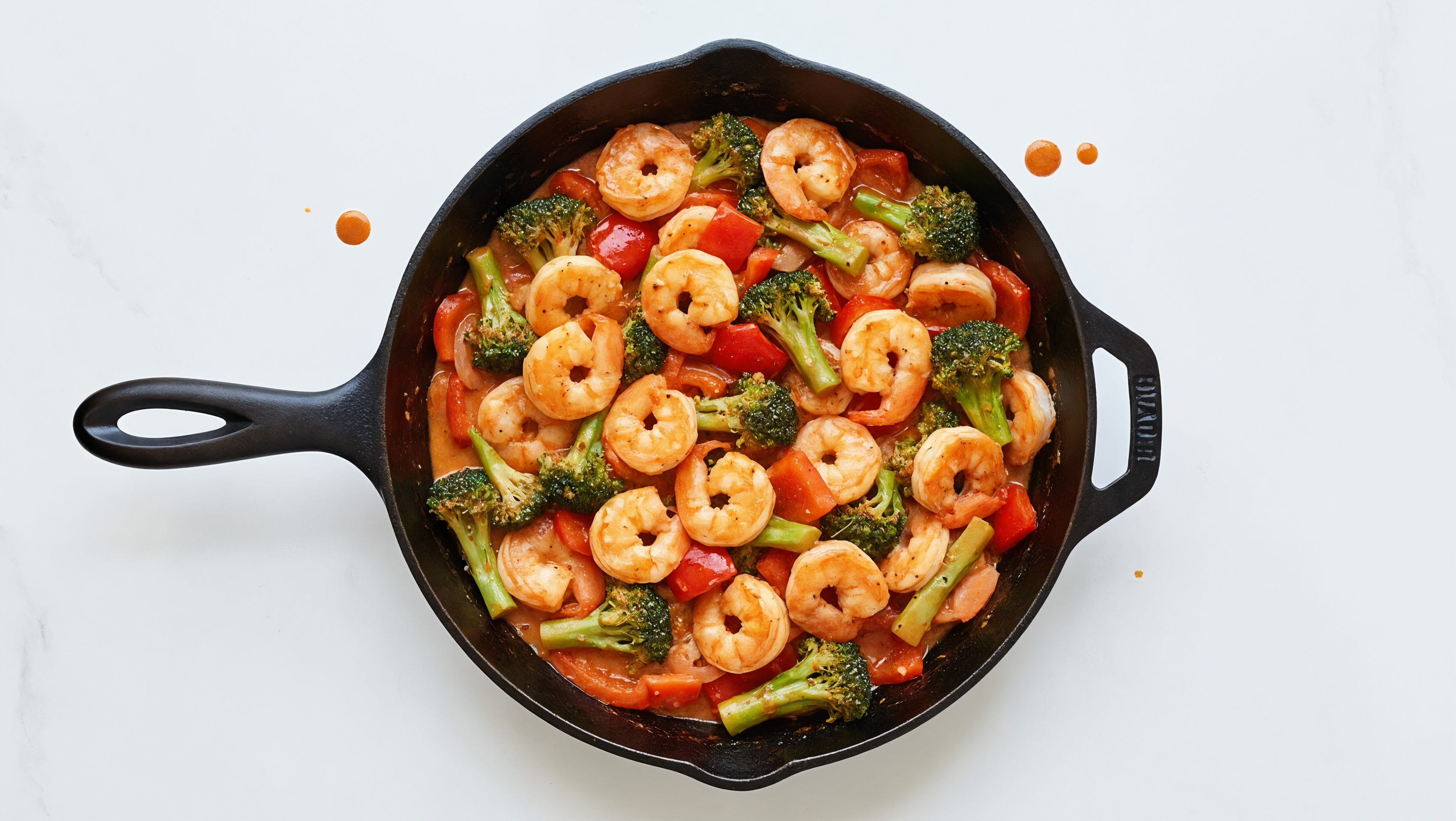 Hearty Bang Shrimp with Organic Broccoli Sauté with Red Bell Pepper