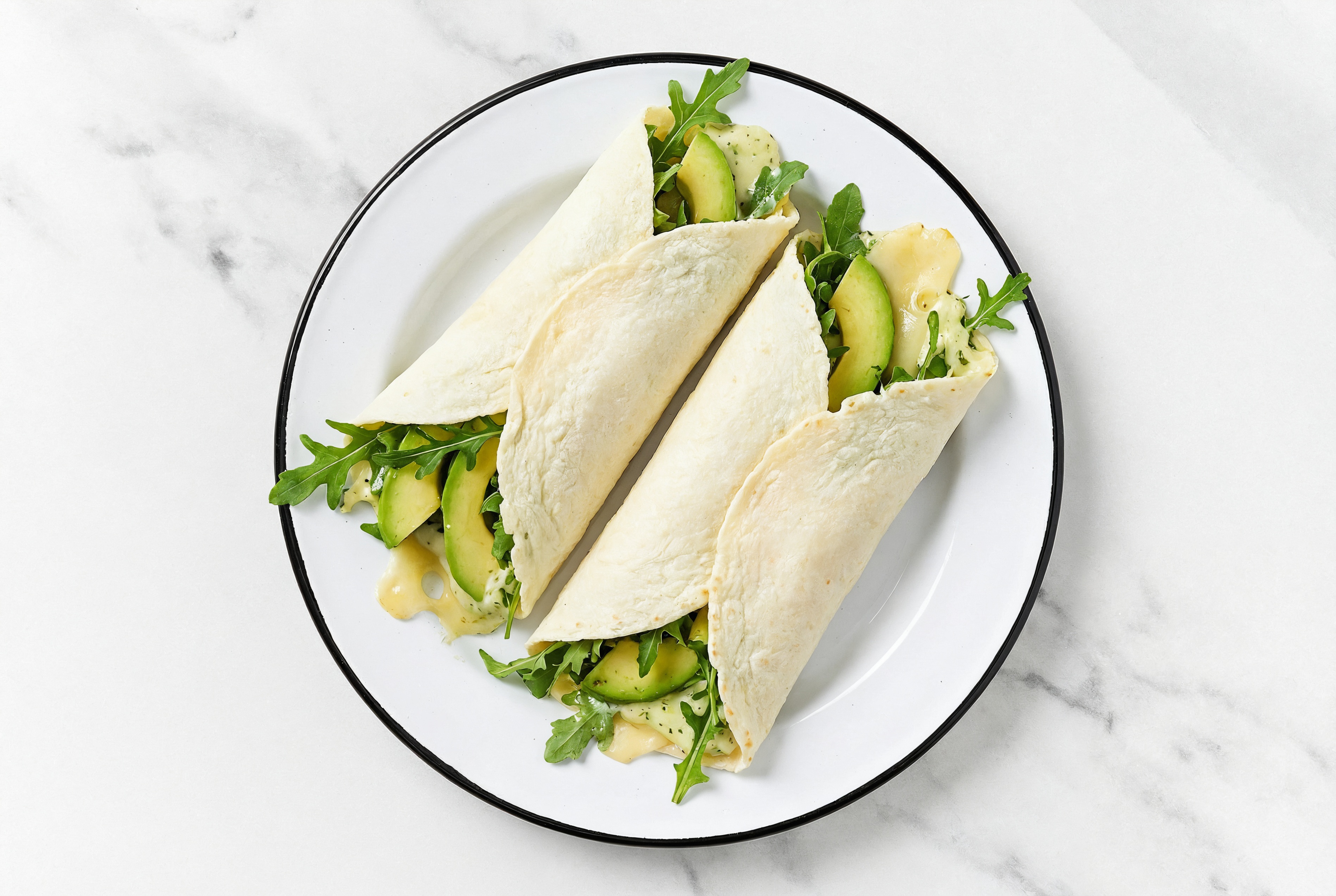 Jalapeño Avocado + Swiss Wraps with Arugula