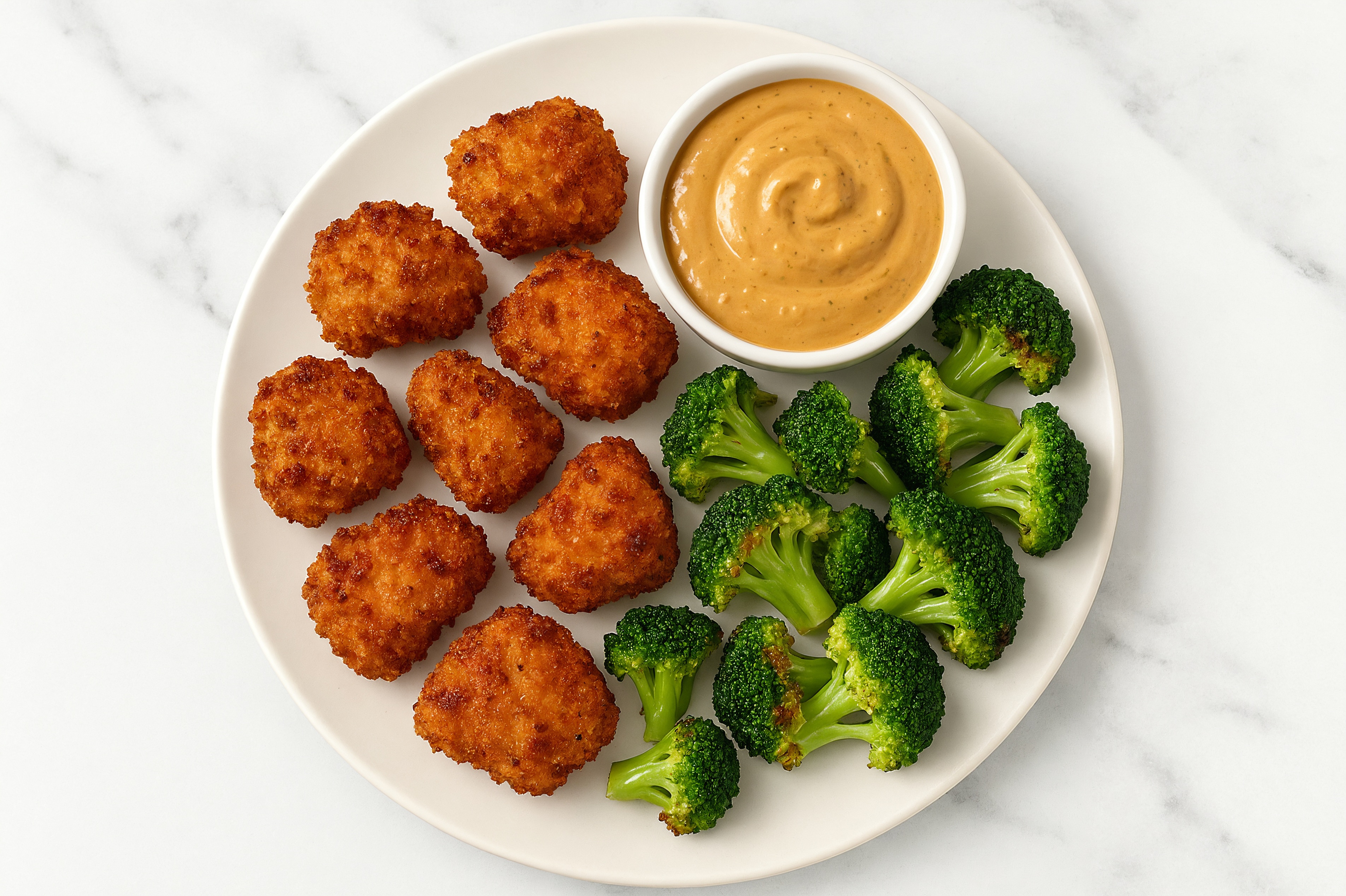Chicken Nuggets + Organic Broccoli with Smoky BBQ Garlic Sauce