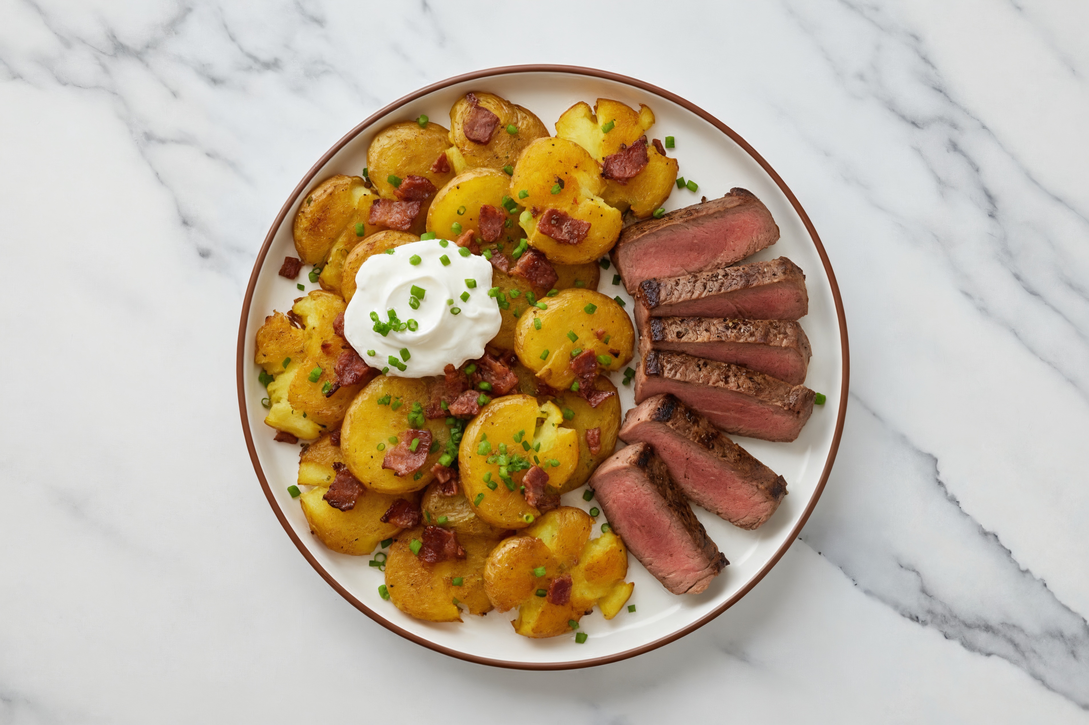 Sirloin Steak + Crispy Loaded Smashed Potatoes