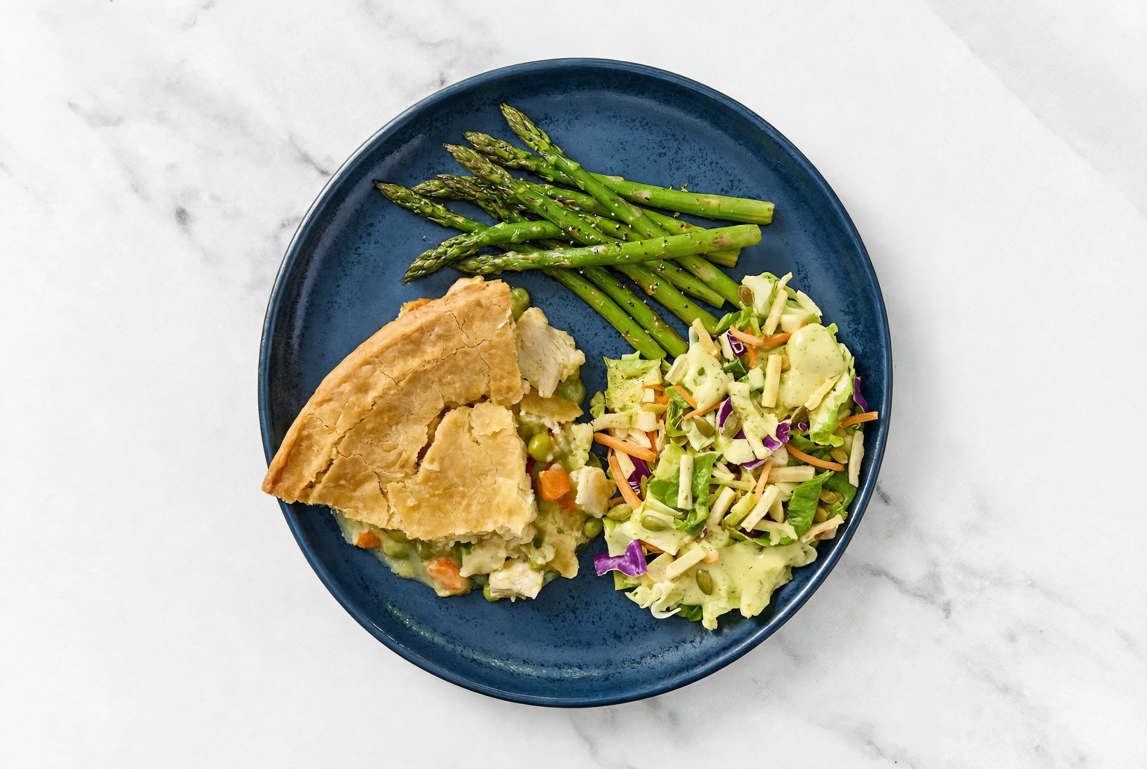 Chicken Pot Pie with Asparagus & Goddess Salad
