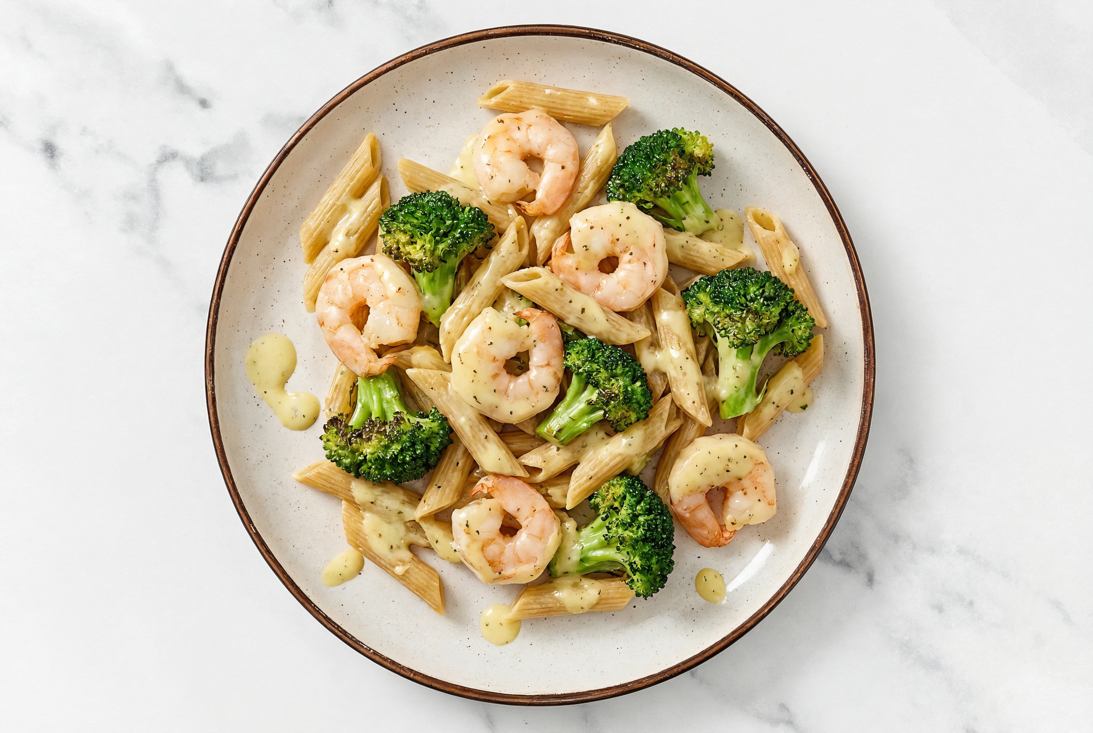 Creamy Honey Mustard Shrimp + Broccoli Pasta with Sourdough Penne Rigate