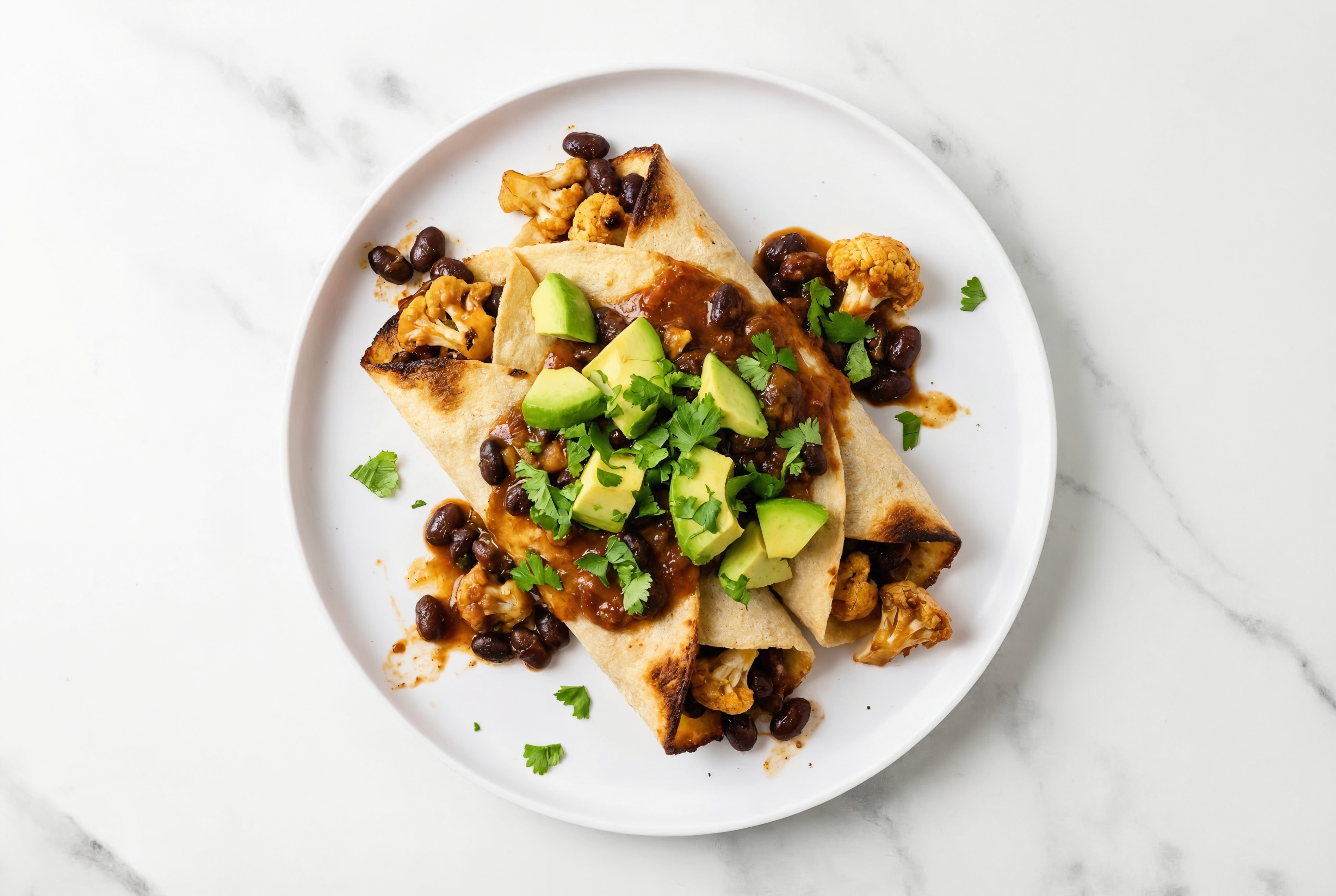 Vegan Vindaloo Black Bean + Cauli Enchiladas