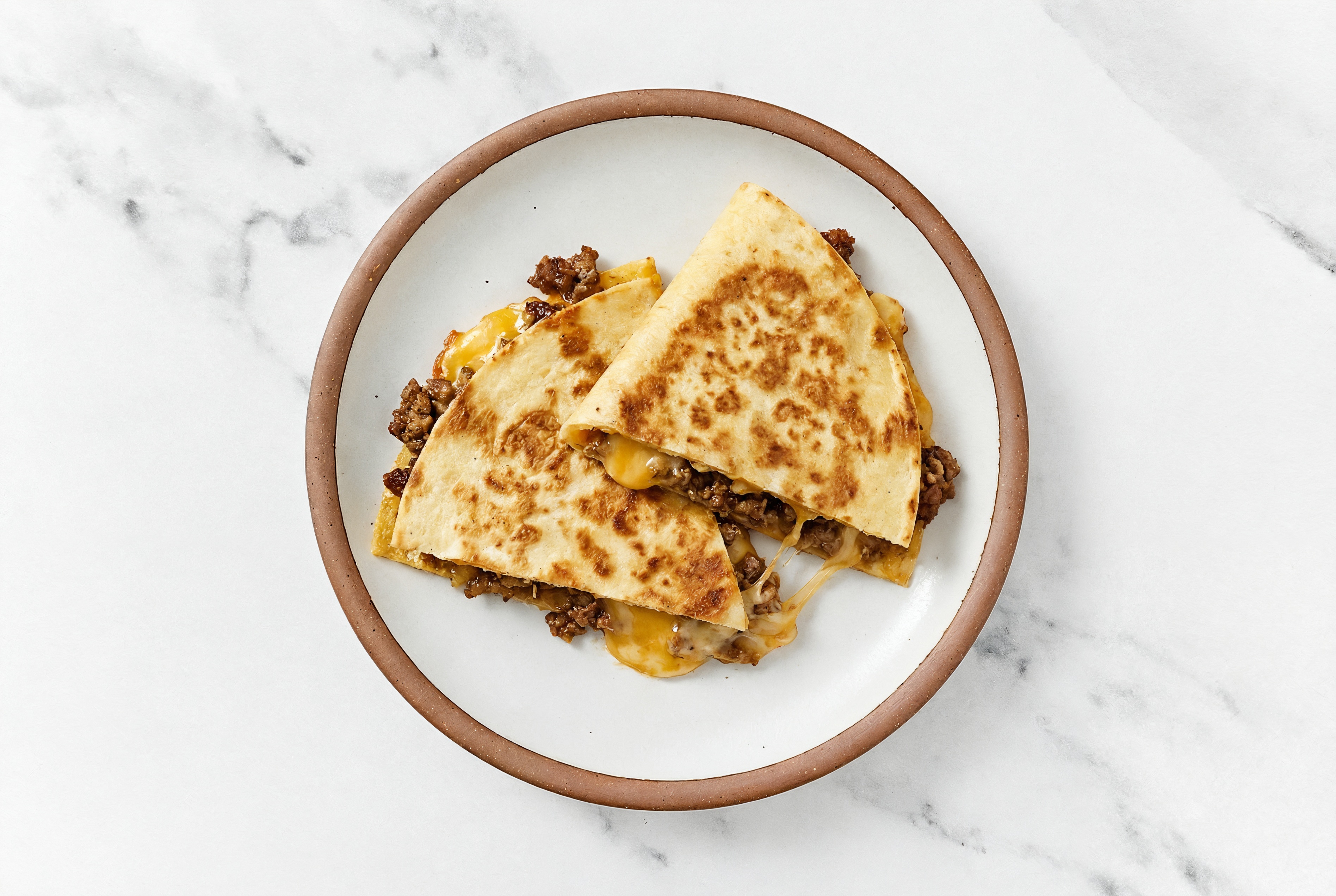 Ground Beef Quesadilla with Sharp Cheddar Bar