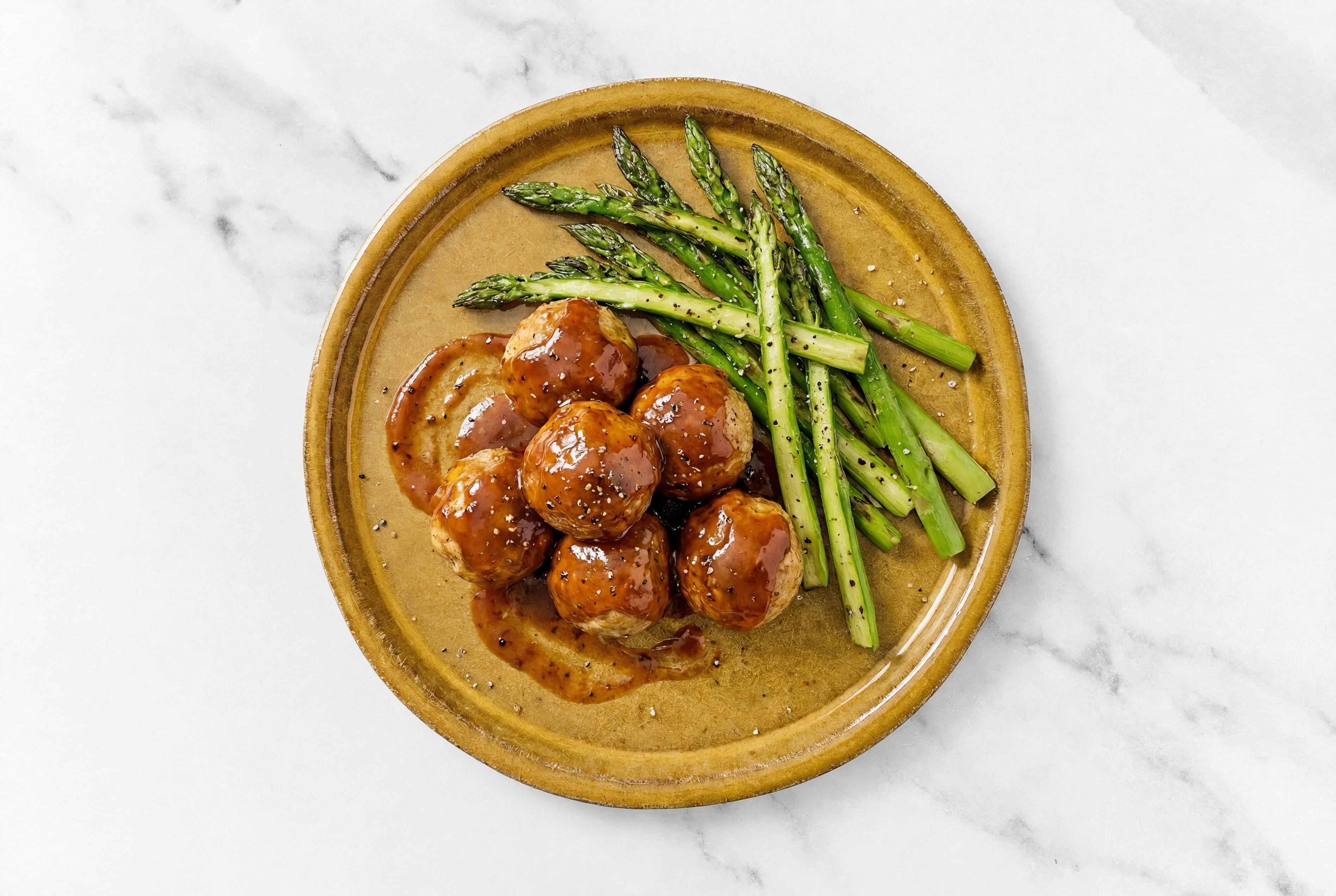 Hickory Baked Turkey Meatballs & Asparagus