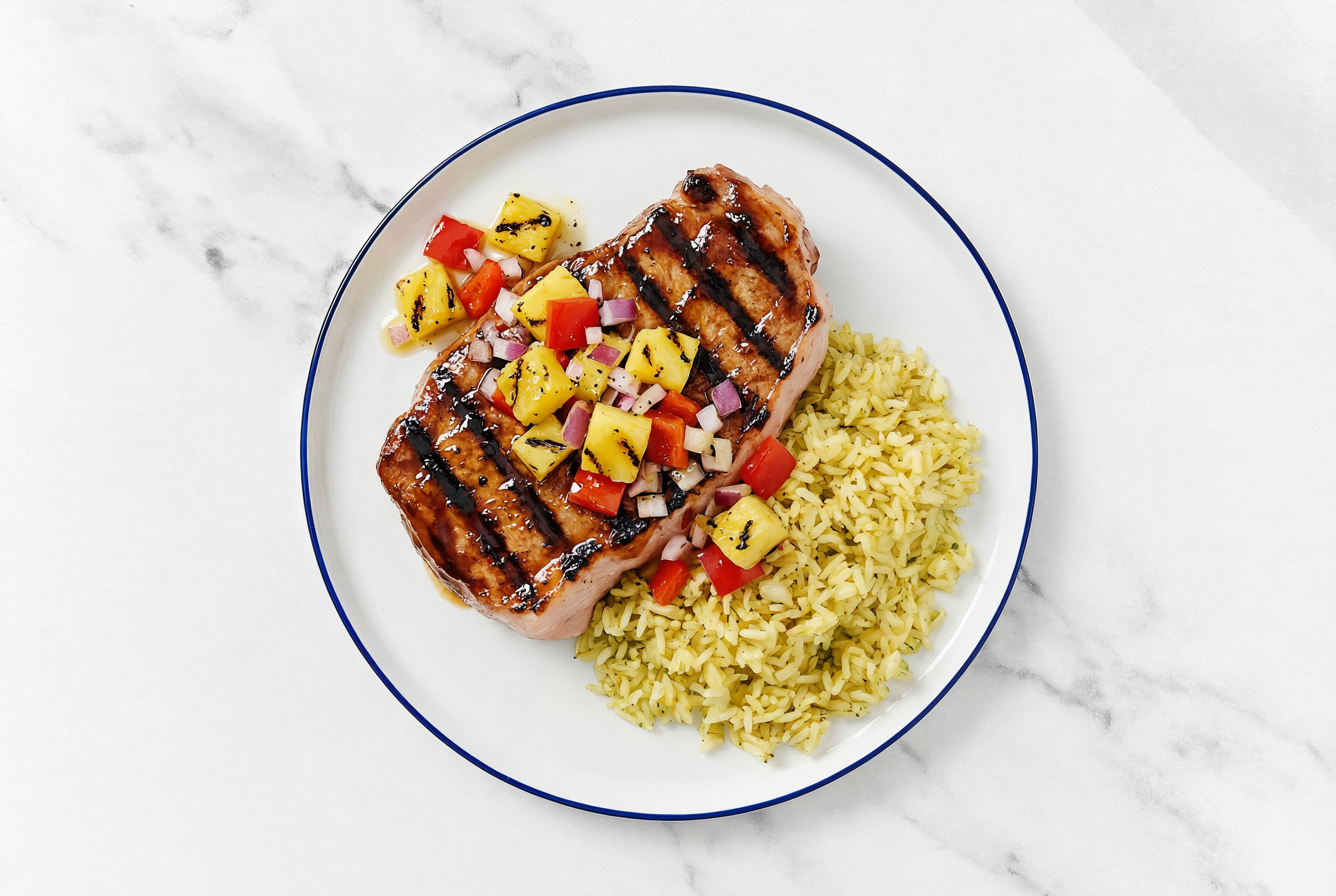 Grilled BBQ Pork Chops + Fresh Pineapple Salsa with Original BBQ Sauce